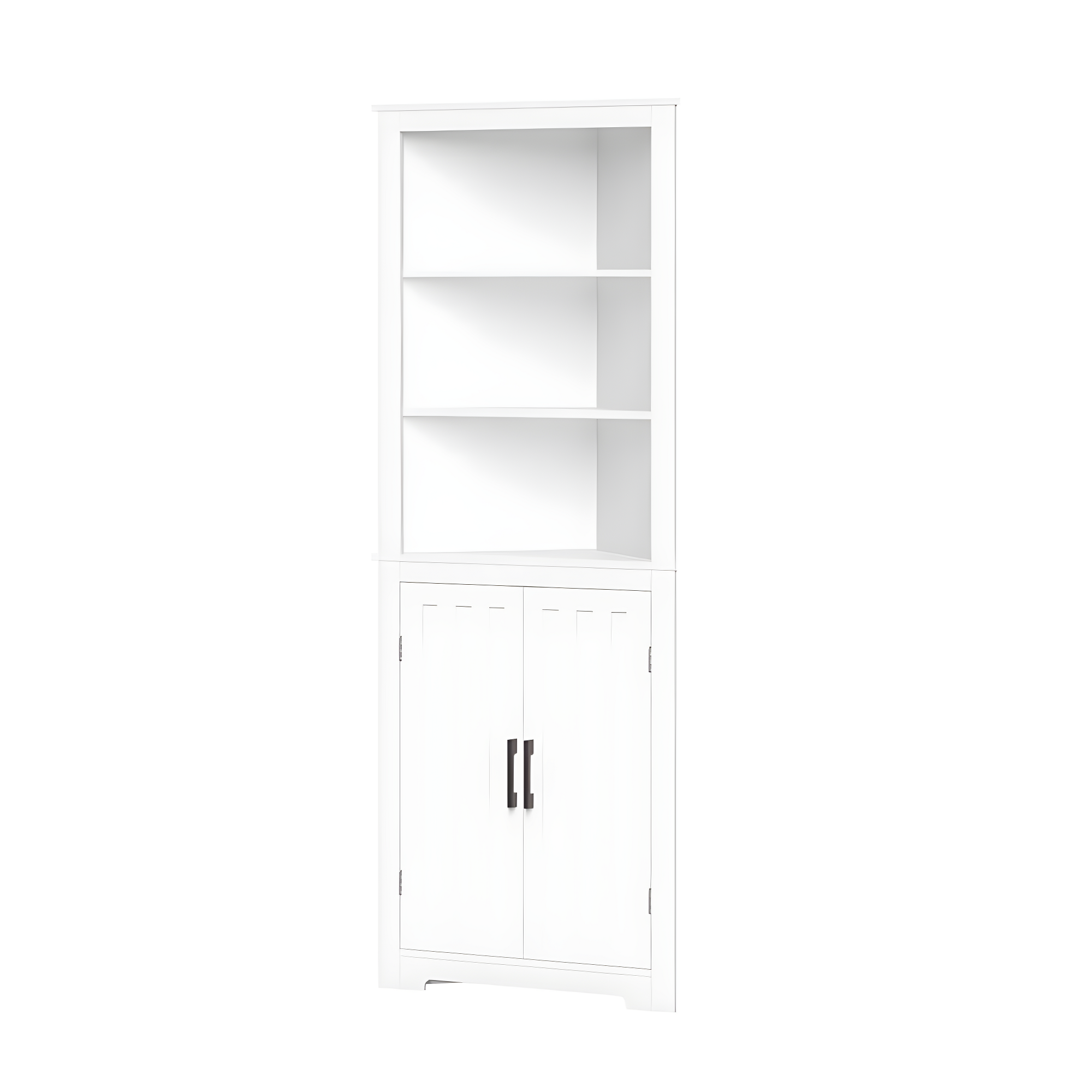 RiverRidge Home RiverRidge Monroe Tall Corner Bathroom Cabinet Storage Organizer with Doors and an Adjustable Shelf - White