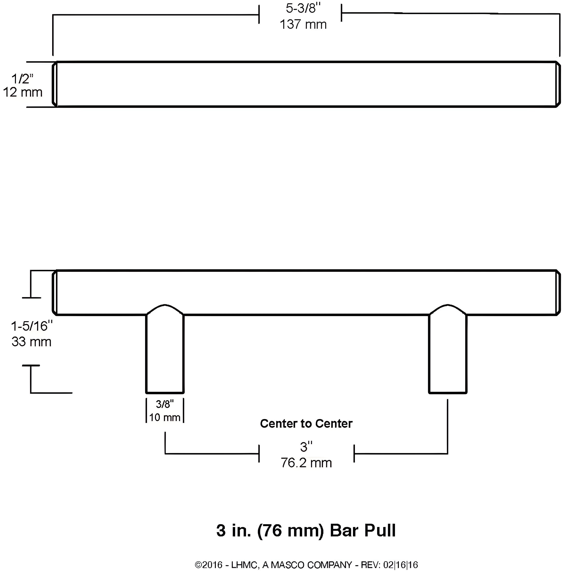 Builder's Program Decorative Cabinet Bar Pull