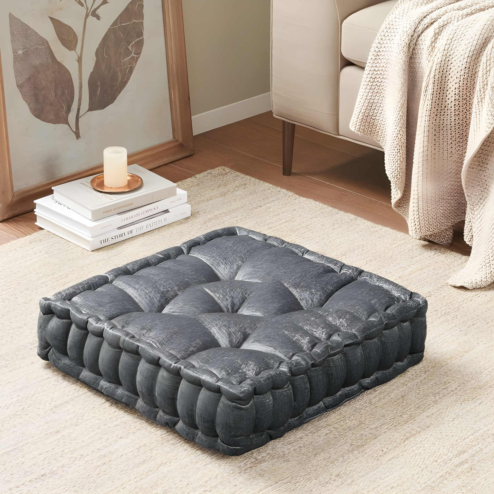Intelligent Design Azza Poly Chenille Square Floor Pillow Cushion