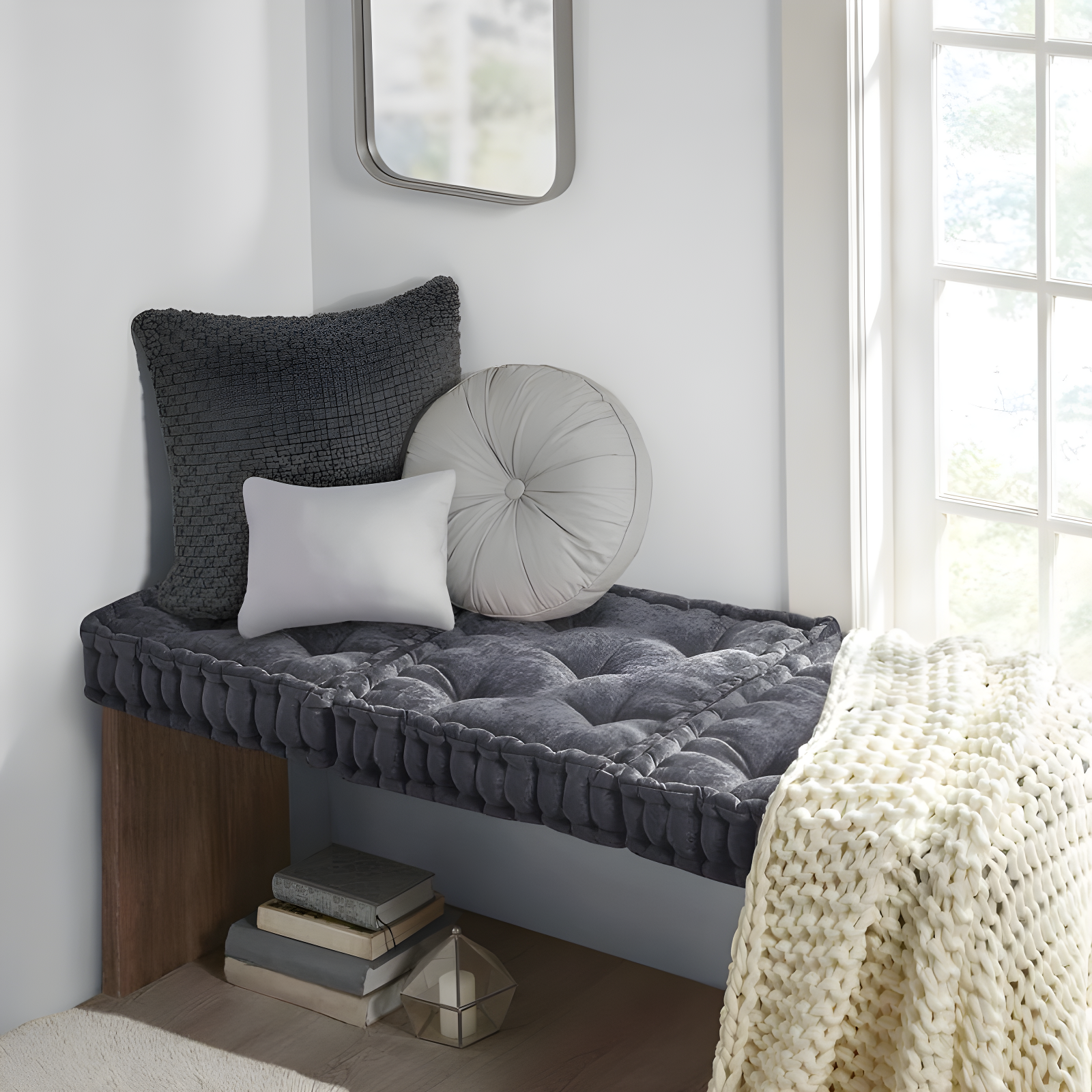 Intelligent Design Azza Poly Chenille Square Floor Pillow Cushion