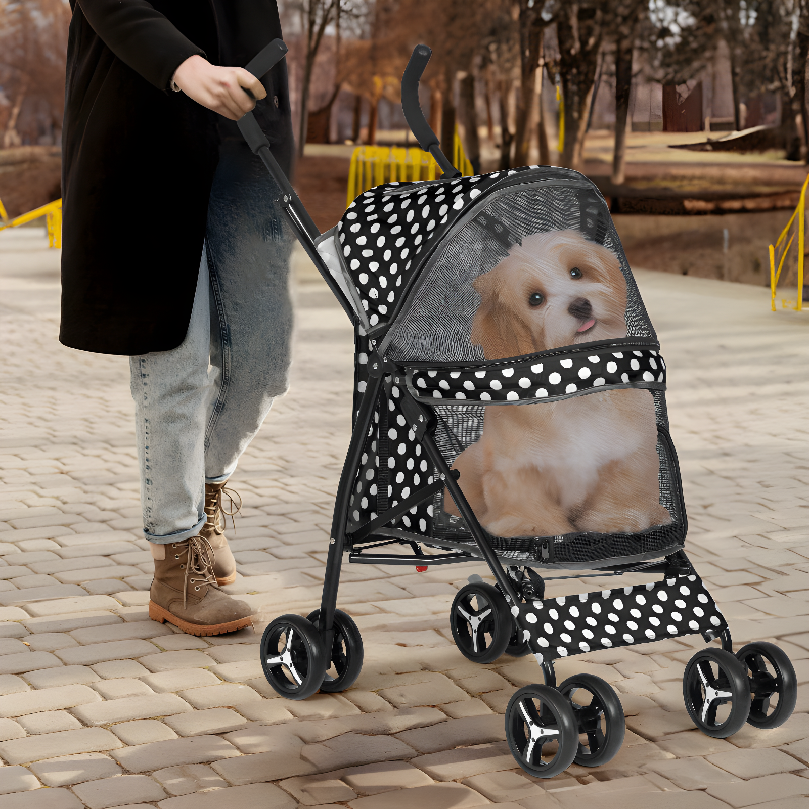 Pet Stoller Dog Cat Stoller Comfortable Lightweight Stroller With Adjustable Canopy