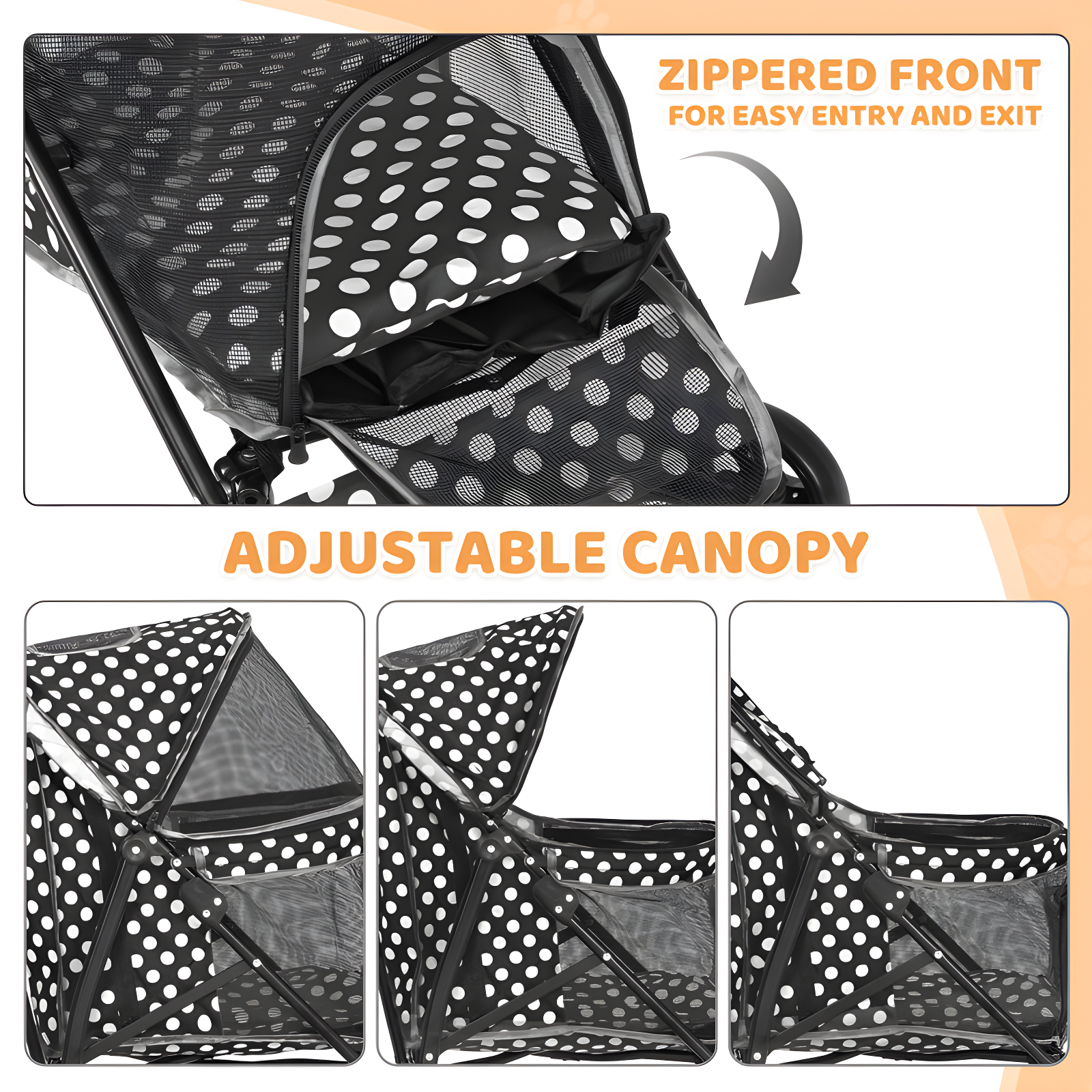 Pet Stoller Dog Cat Stoller Comfortable Lightweight Stroller With Adjustable Canopy