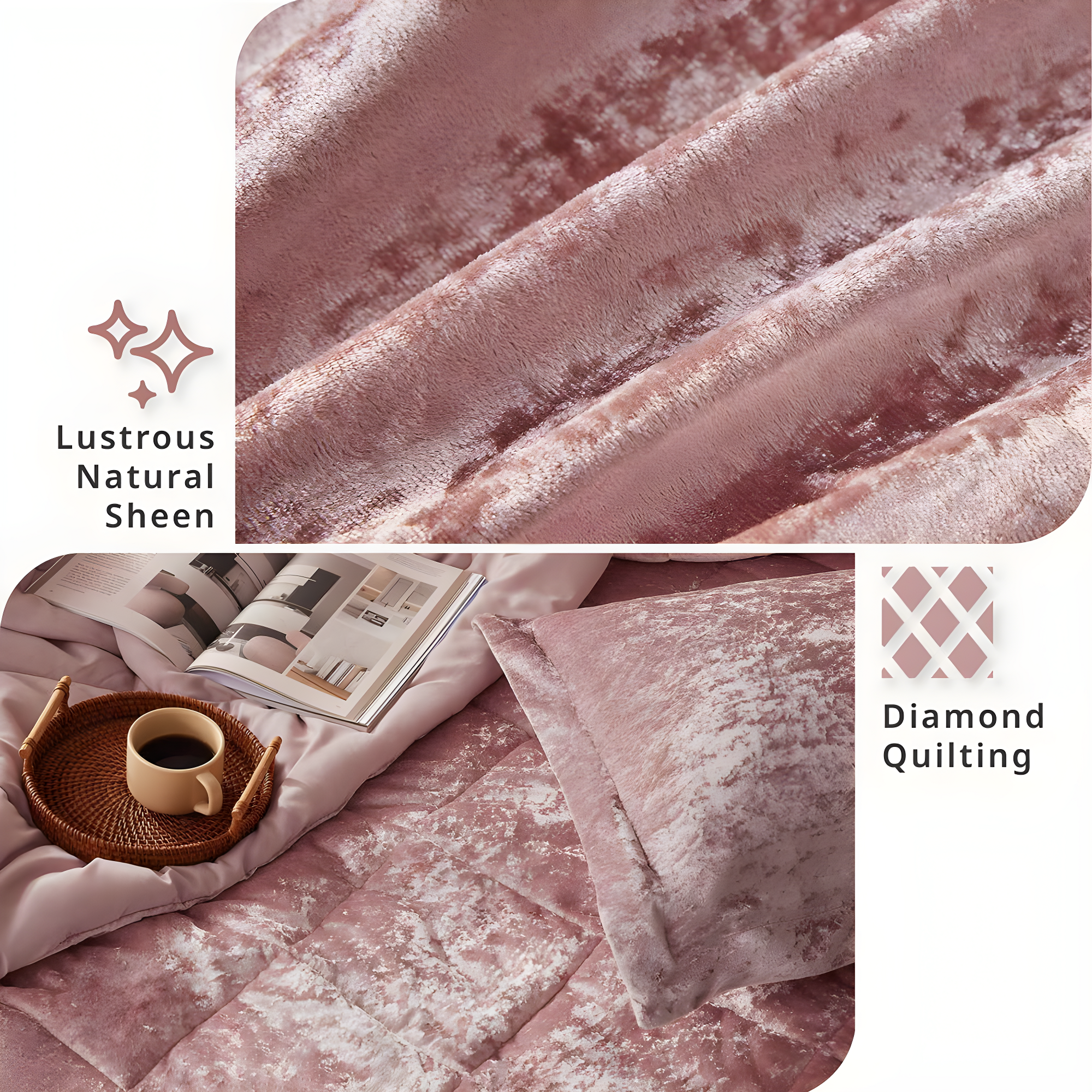 Felicia Crushed Velvet Comforter Set with Throw Pillow