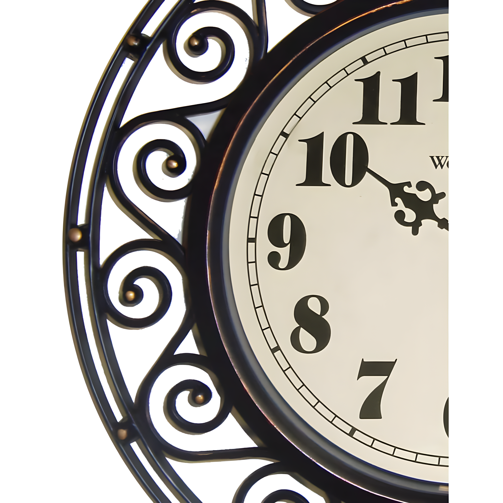12" Wrought Iron Style Round Wall Clock Black/Bronze-Westclox: Vintage Design, Quartz Movement, Indoor Use
