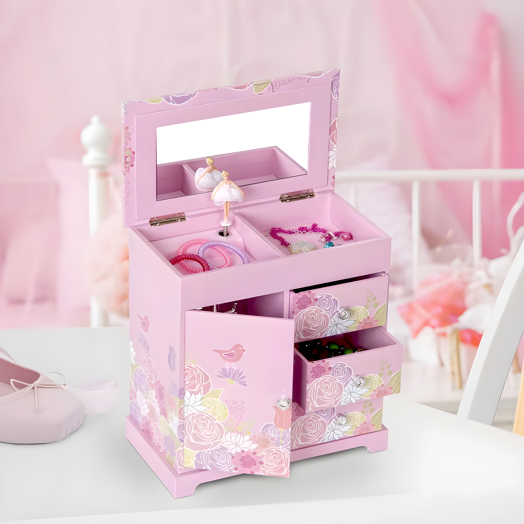 Mele & Co. Pearl Girls' Musical Ballerina Jewelry Box - Pink