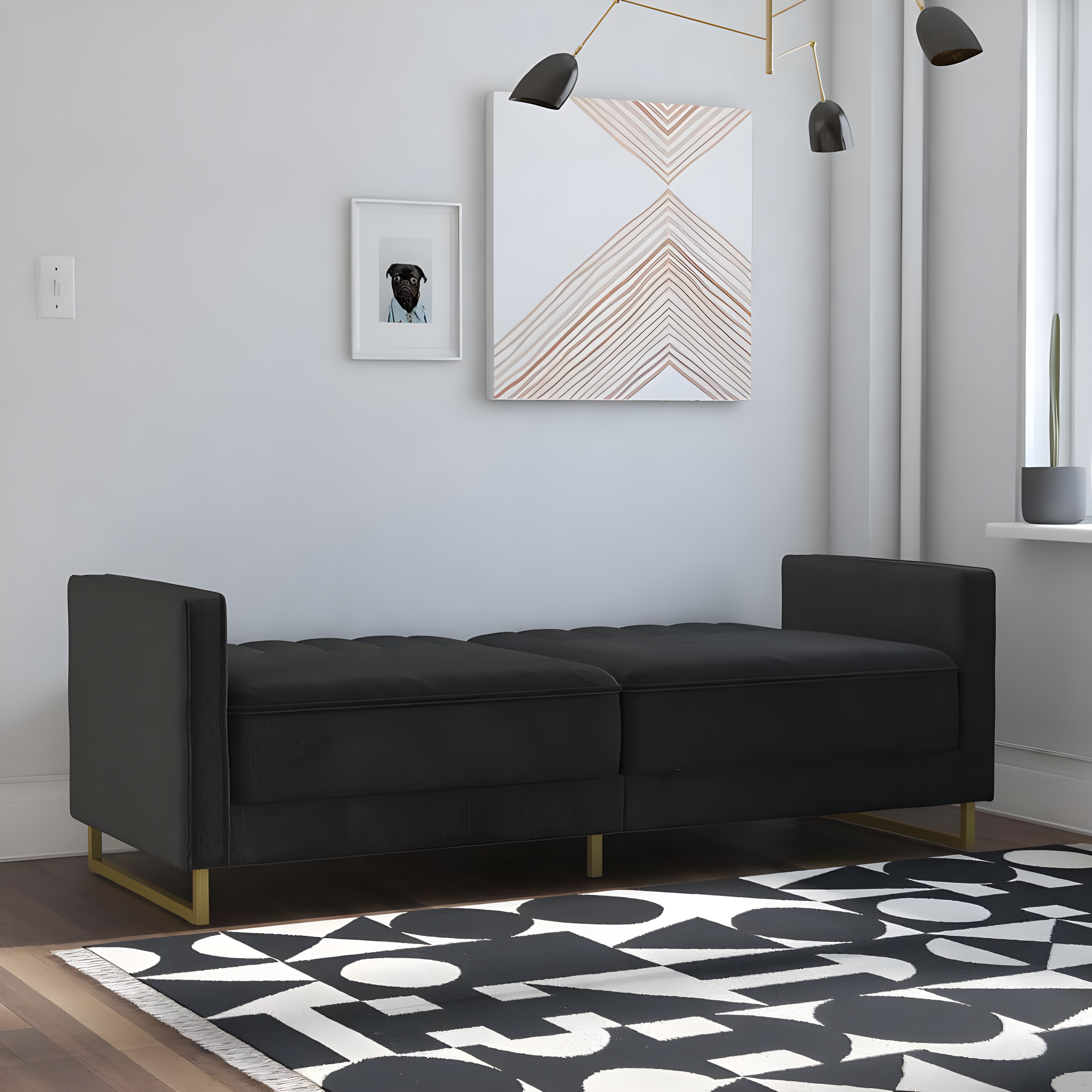 Skylar Full / Double 77'' Velvet Tufted Convertible Sofa