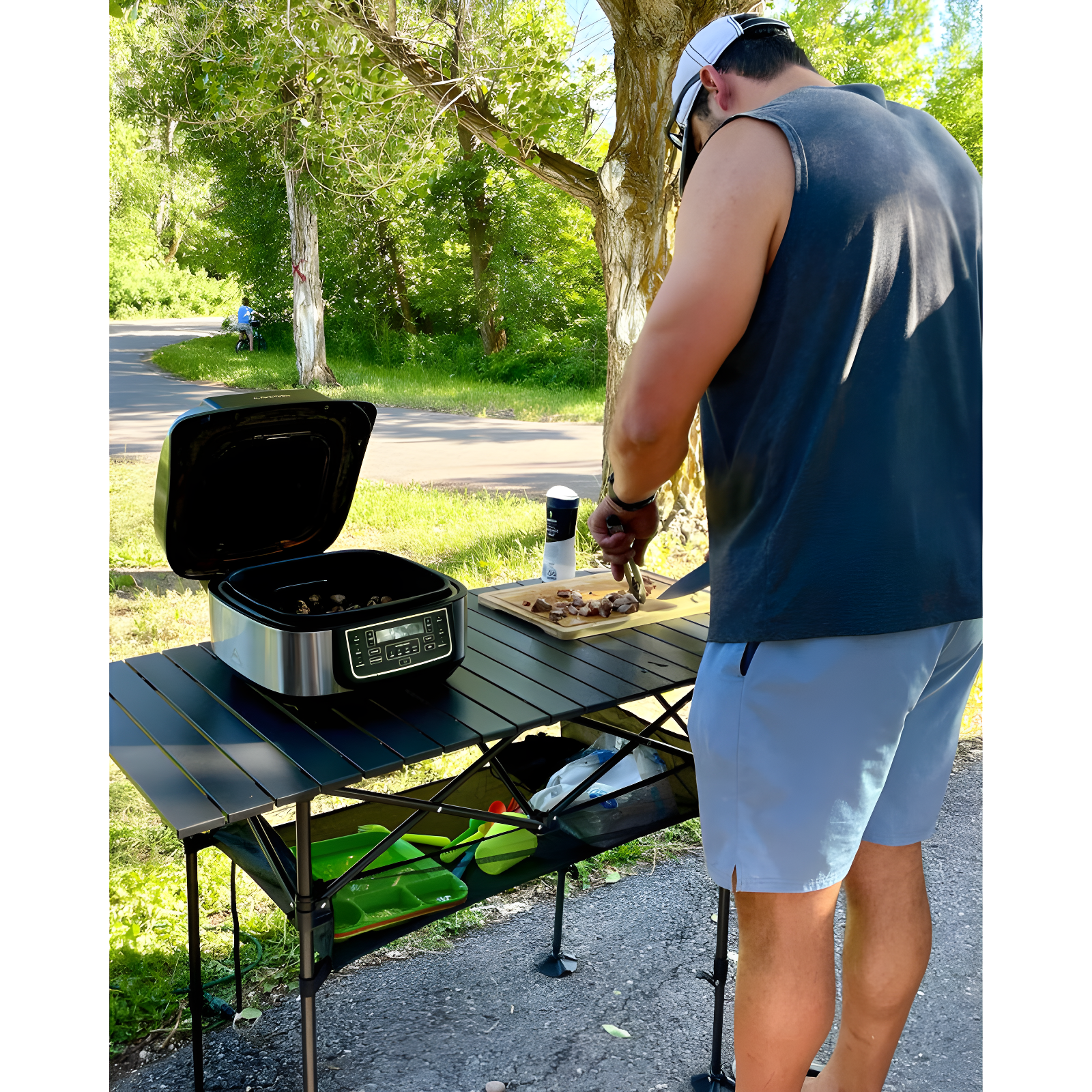 Folding Camping Table, Portable Aluminum Roll-Up Picnic Backpacking Table With Adjustable Height, Large Storage And Carrying Bag For Picnic, Camping, BBQ, Party, Backyard, Beach