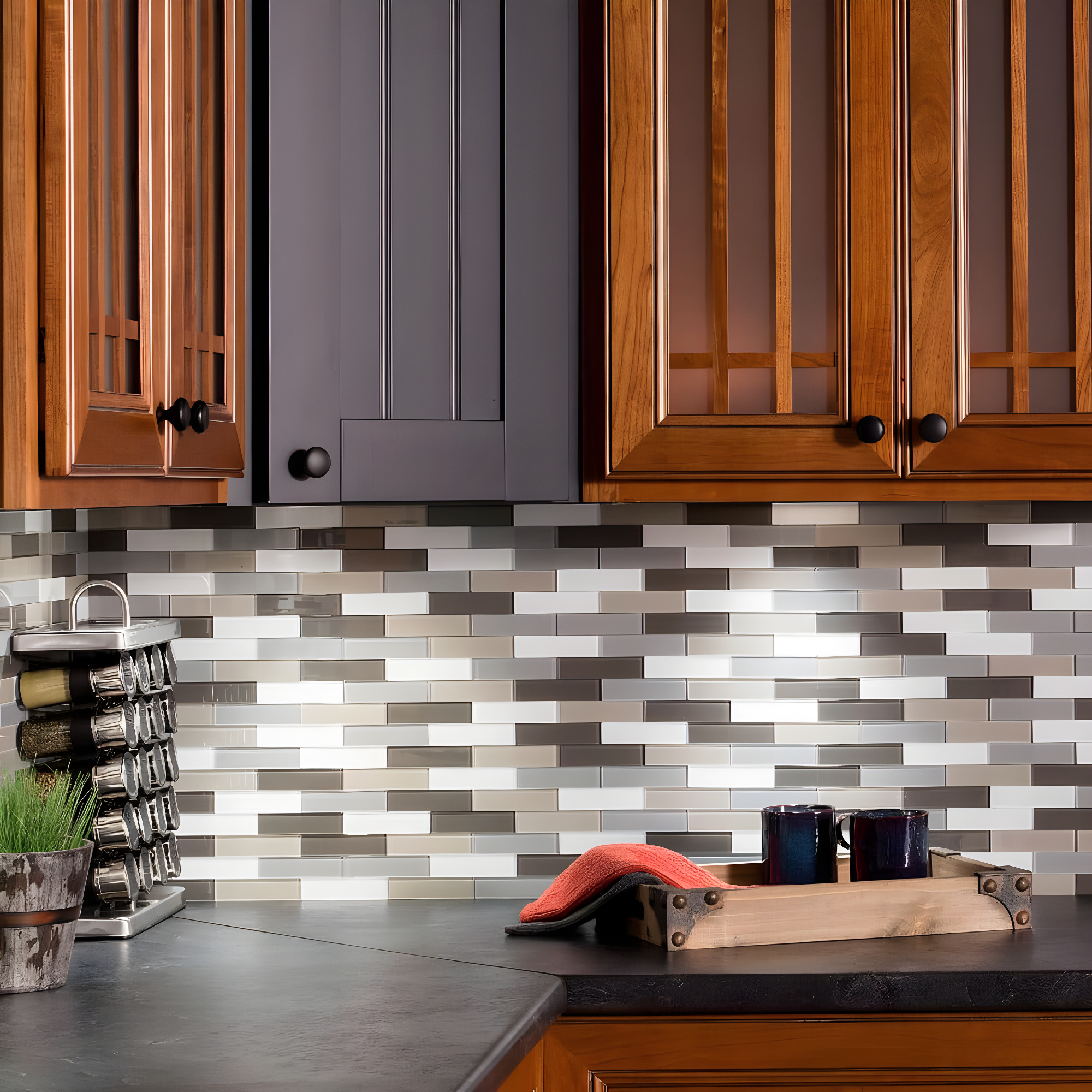 Aspect Peel and Stick 12.5in x 4in Subway Rustic Clay Matted Glass Tile for Kitchen and Bathrooms (3-Pack)