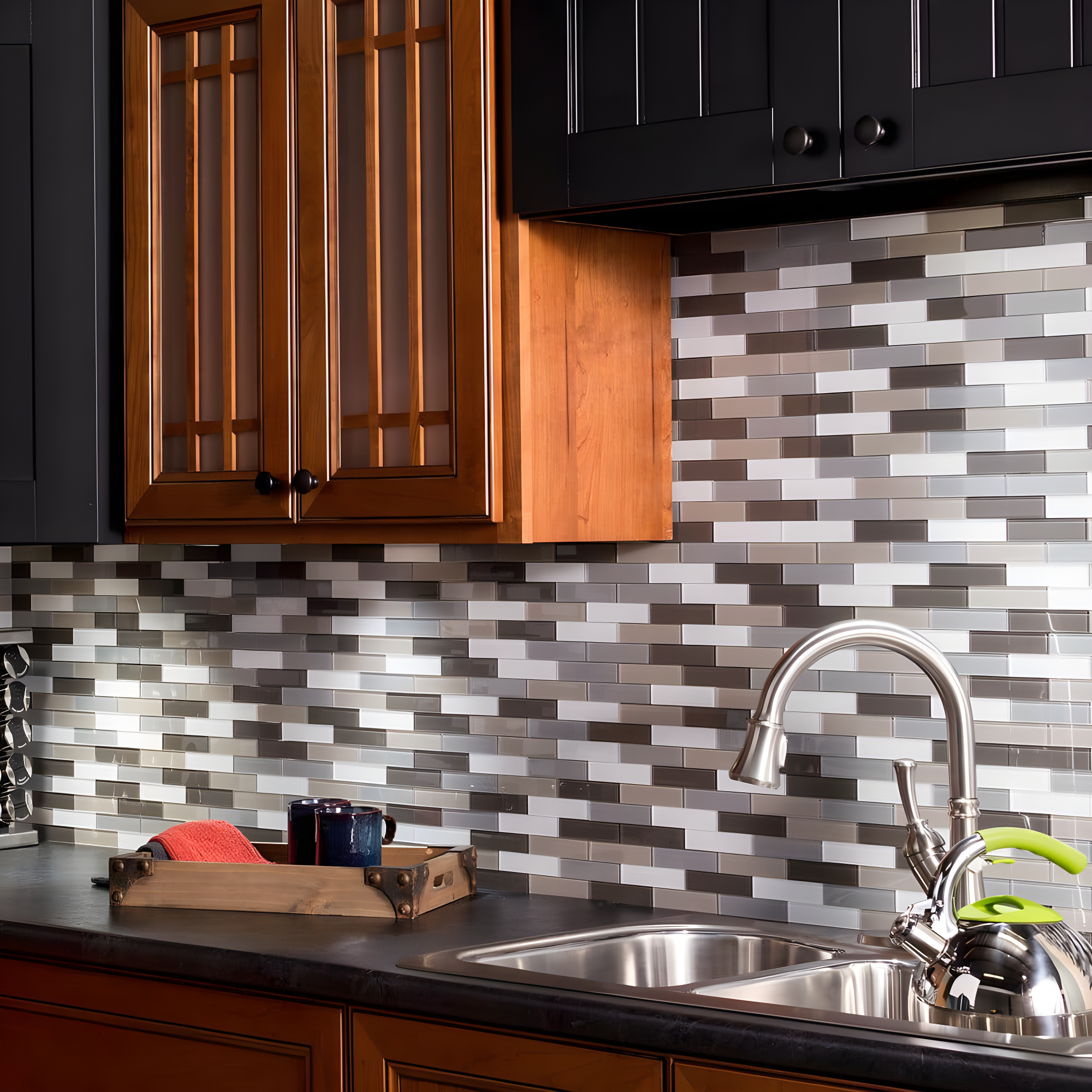 Aspect Peel and Stick 12.5in x 4in Subway Rustic Clay Matted Glass Tile for Kitchen and Bathrooms (3-Pack)