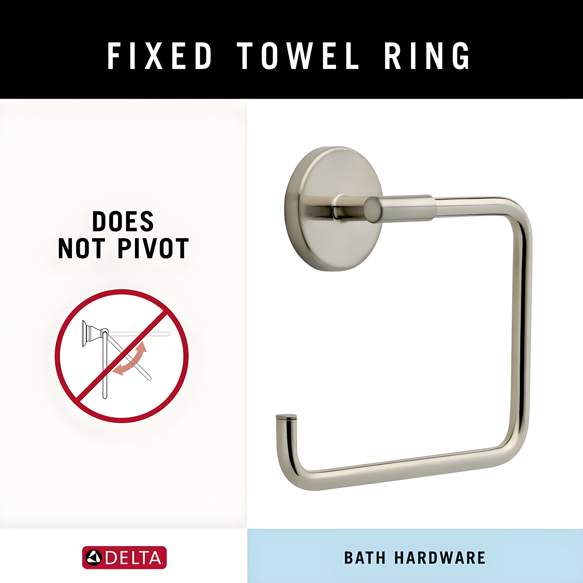 Trinsic Wall Mount Square Open Towel Ring Bath Hardware Accessory