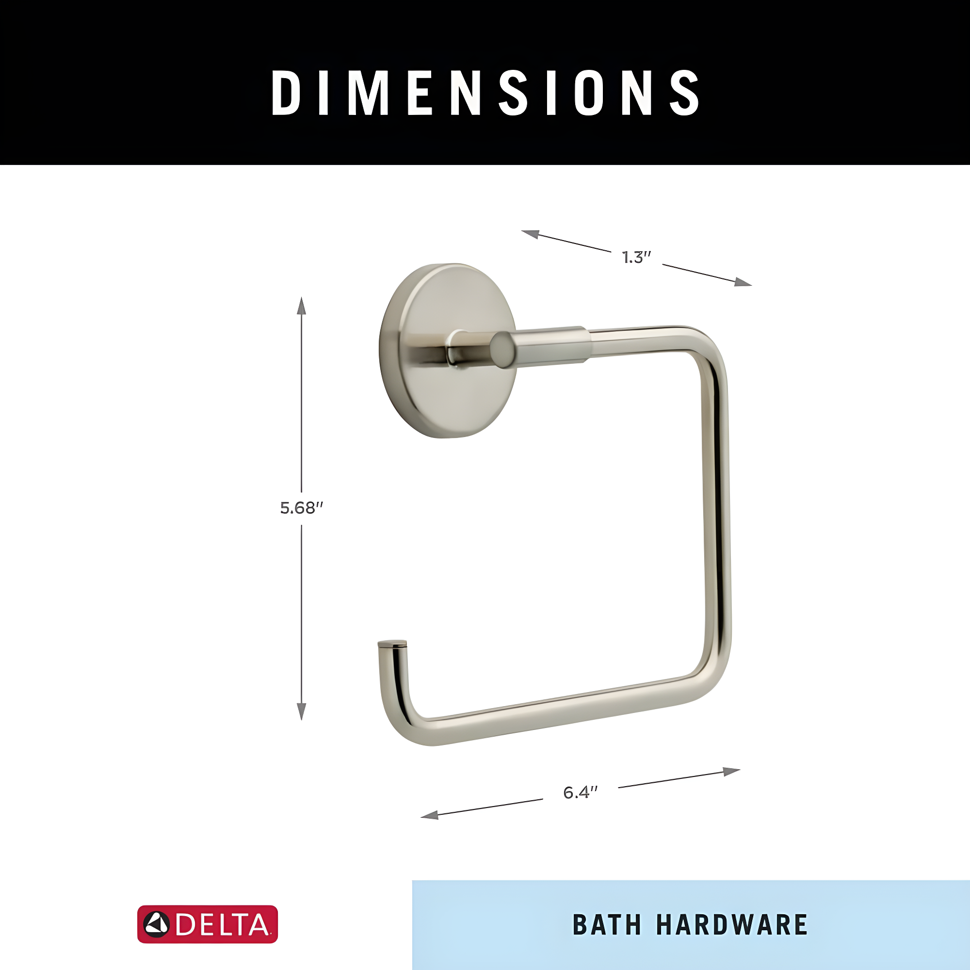 Trinsic Wall Mount Square Open Towel Ring Bath Hardware Accessory