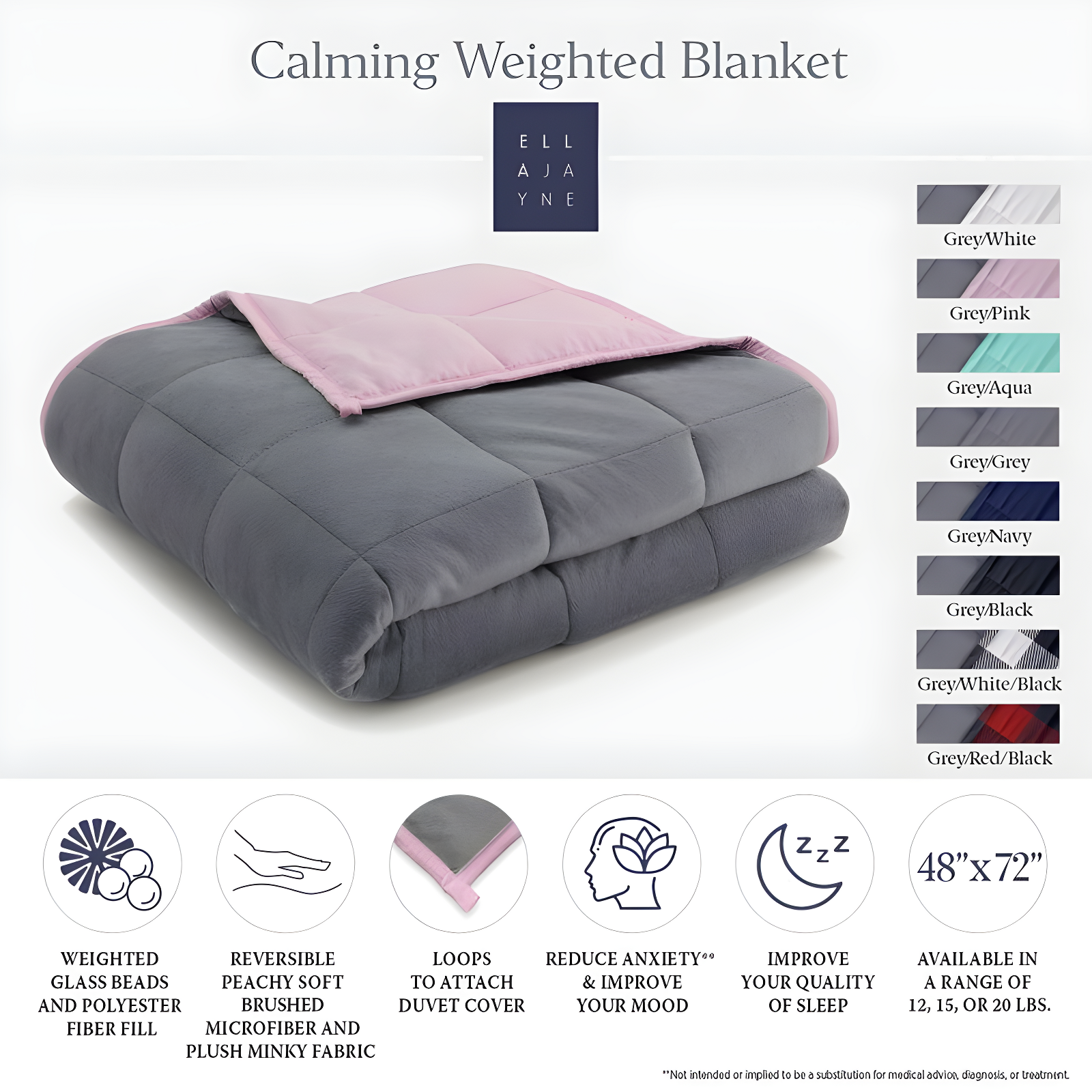 Ella Jayne Home Reversible Weighted Anti-Anxiety Blanket