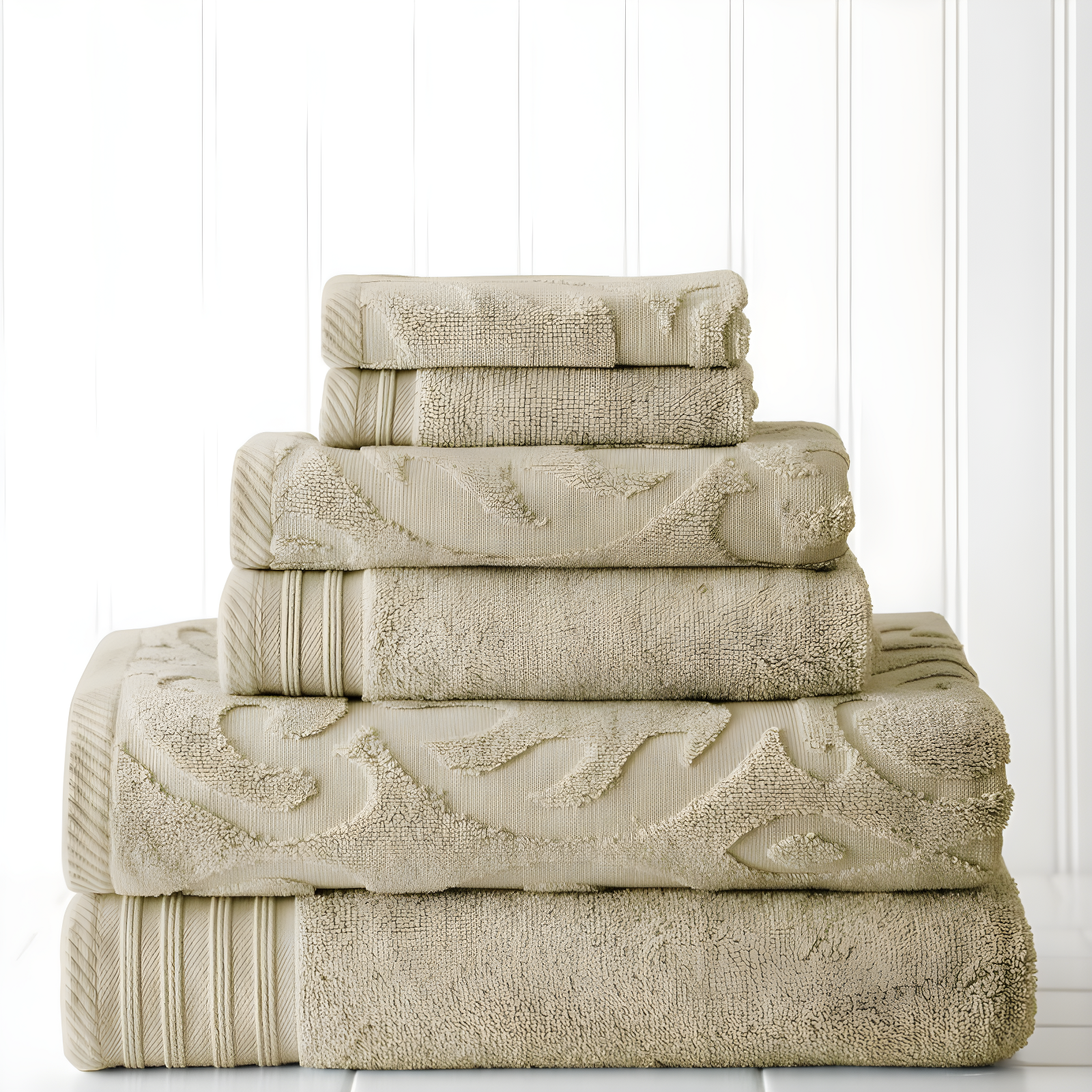 Modern Threads Modern Threads Jacquard 6-Piece, 2 Bath Towels, 2 Hand Towels, 2 Washcloths, Solid Ultra Soft 550GSM 100% Combed Cotton Towel Set