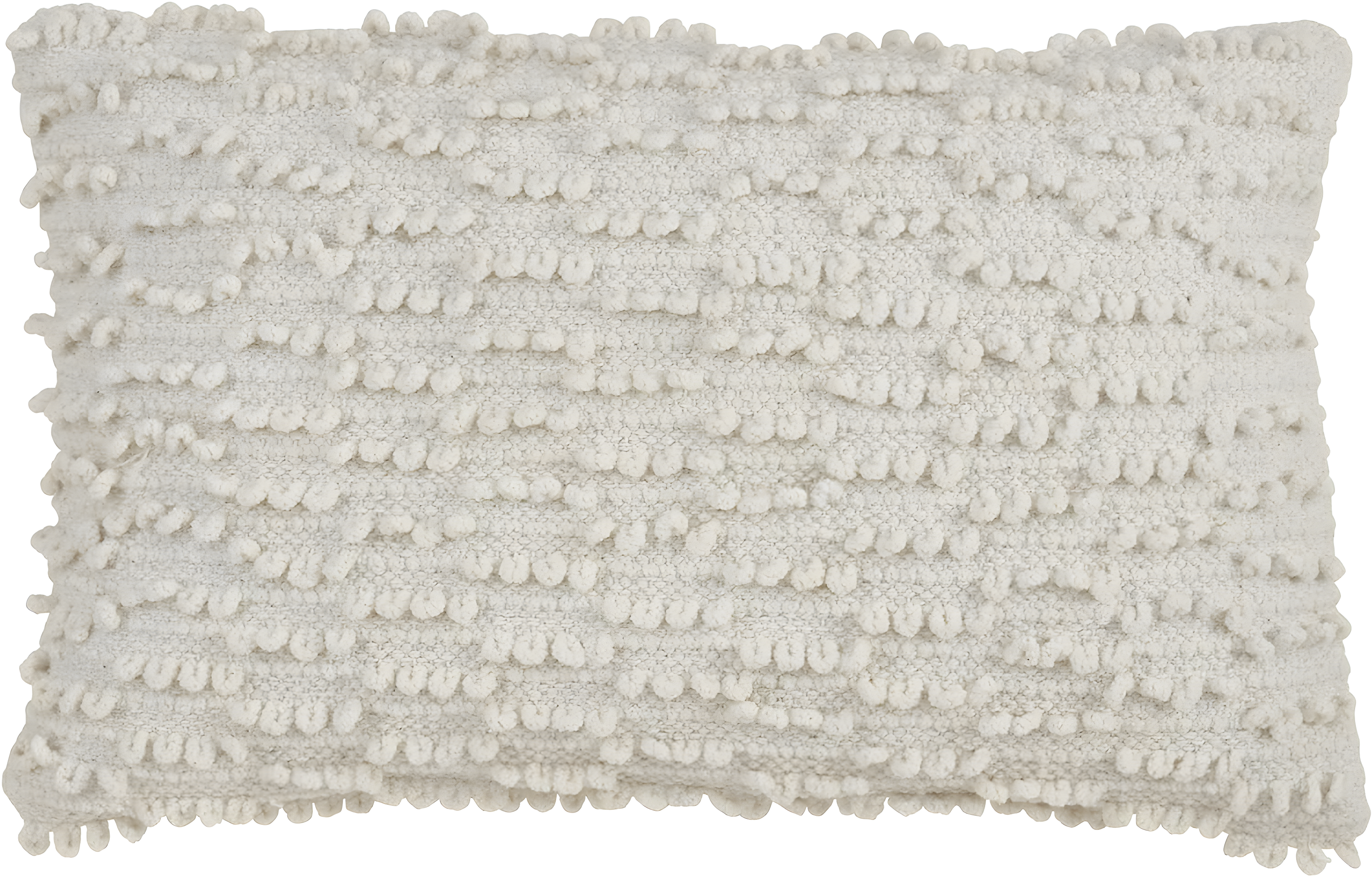 12"x20" Oversize Down Filled Nubby Lumbar Throw Pillow Ivory - Saro Lifestyle: Soft Cotton, Zipper Closure