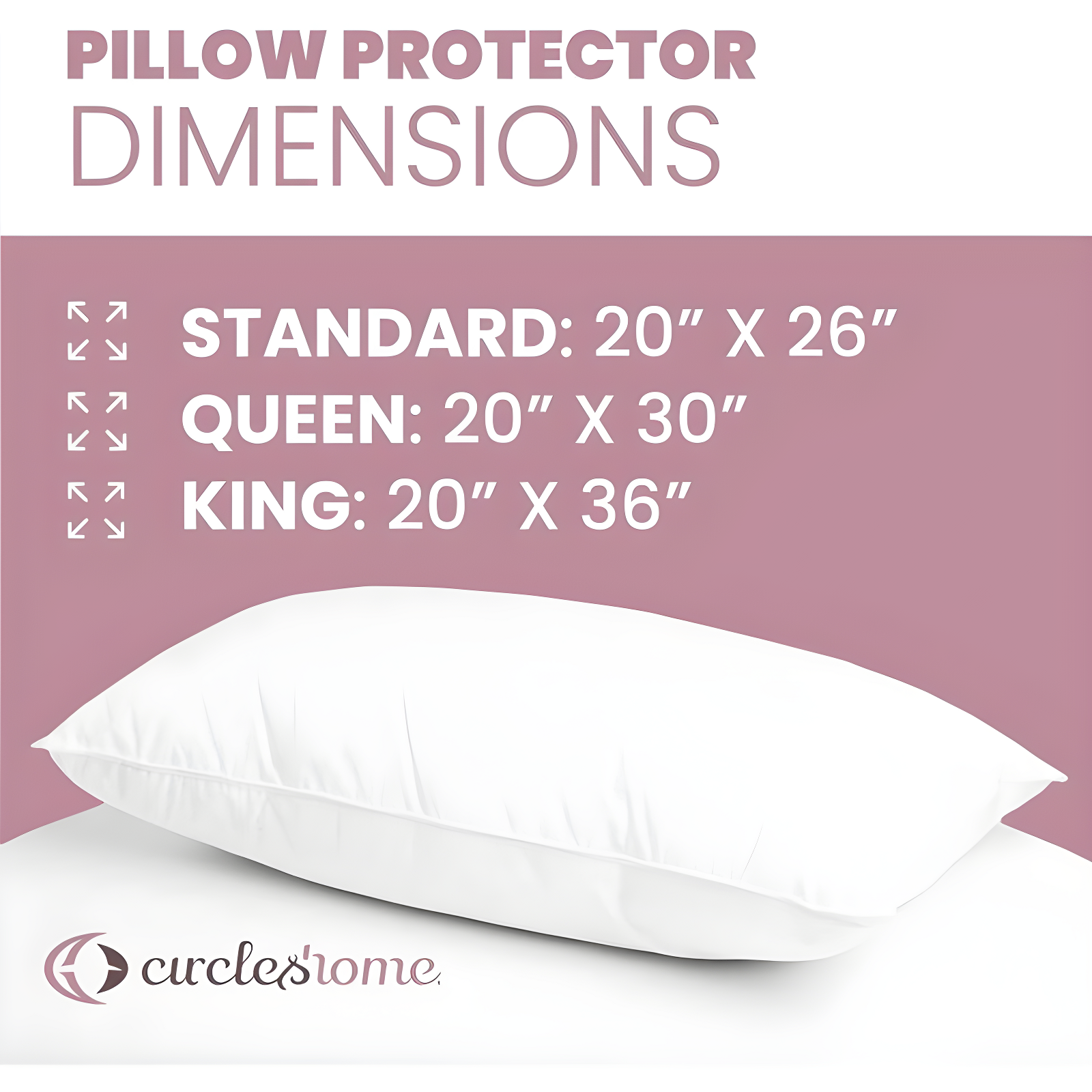 Circles Home 100% Cotton Breathable Queen Pillow Protector with Zipper – (6 Pack)