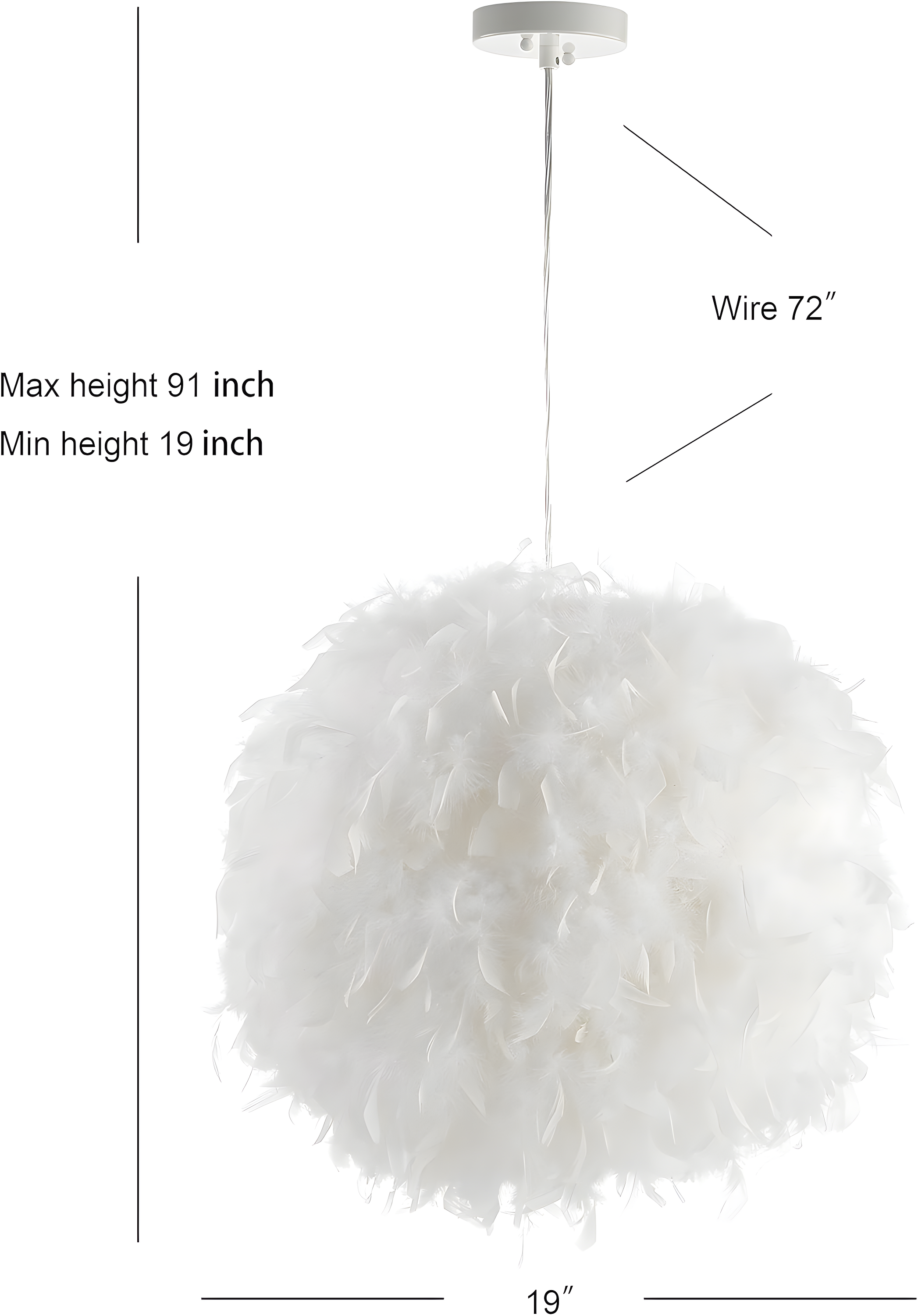 JONATHAN Y Stork 19" Feather Metal Adjustable LED Pendant, White
