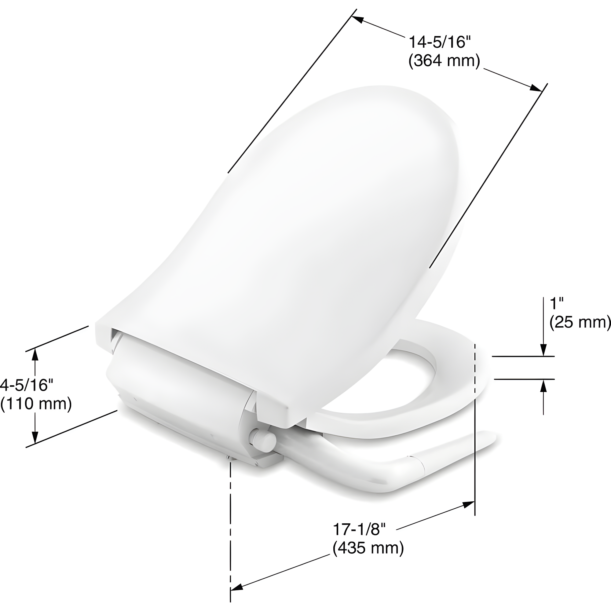 PureWash M250 Round Bidet Toliet Seat, Manual Non-Electric Bidets for Existing Toilets