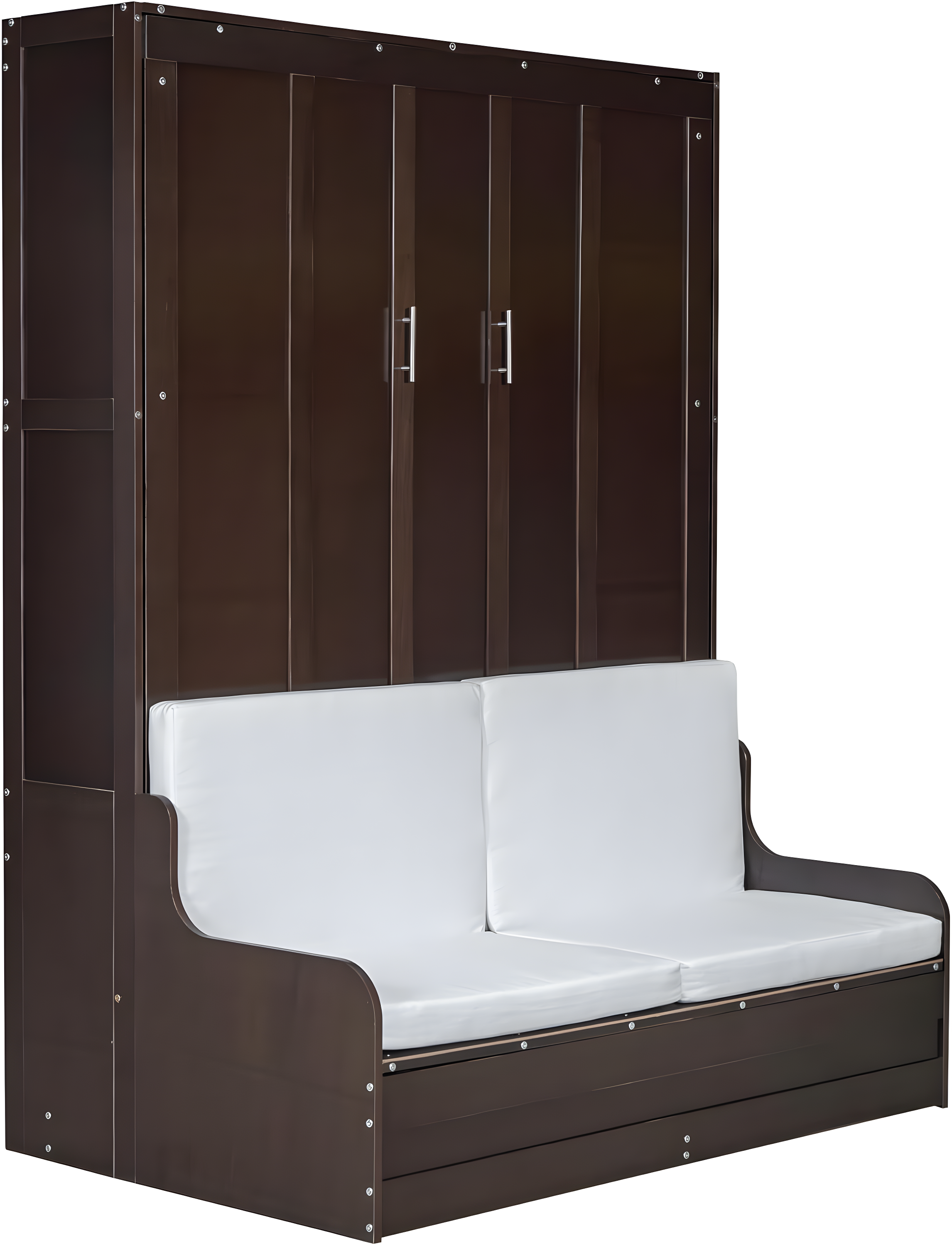 Harper & Bright Designs Espresso Queen Size Murphy Bed Chest with Upholstered Headboard, Wood Wall Bed Cabinet Bed with Cushion Seat, Foldable Bed for Guest Room Home Office, 0791AAP