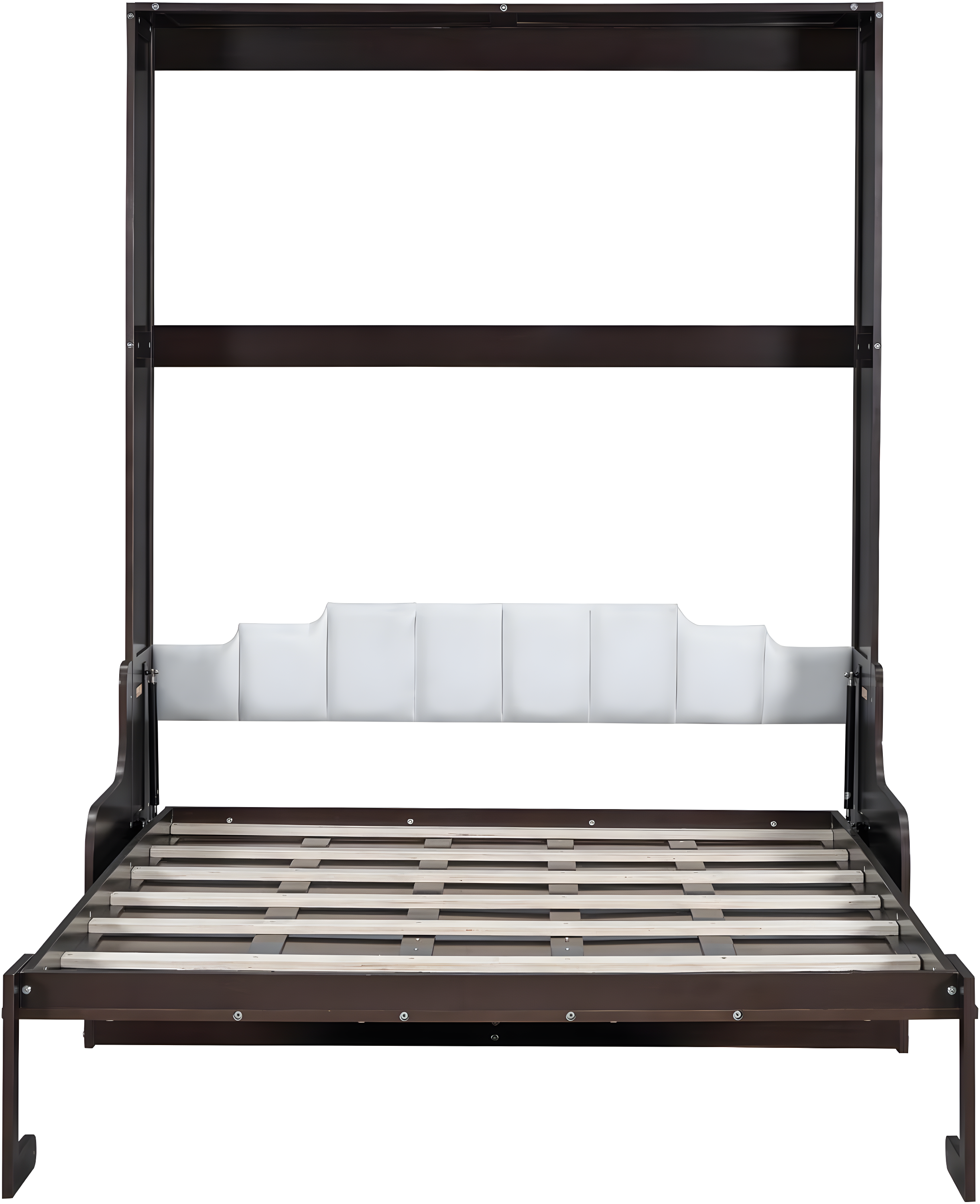 Harper & Bright Designs Espresso Queen Size Murphy Bed Chest with Upholstered Headboard, Wood Wall Bed Cabinet Bed with Cushion Seat, Foldable Bed for Guest Room Home Office, 0791AAP