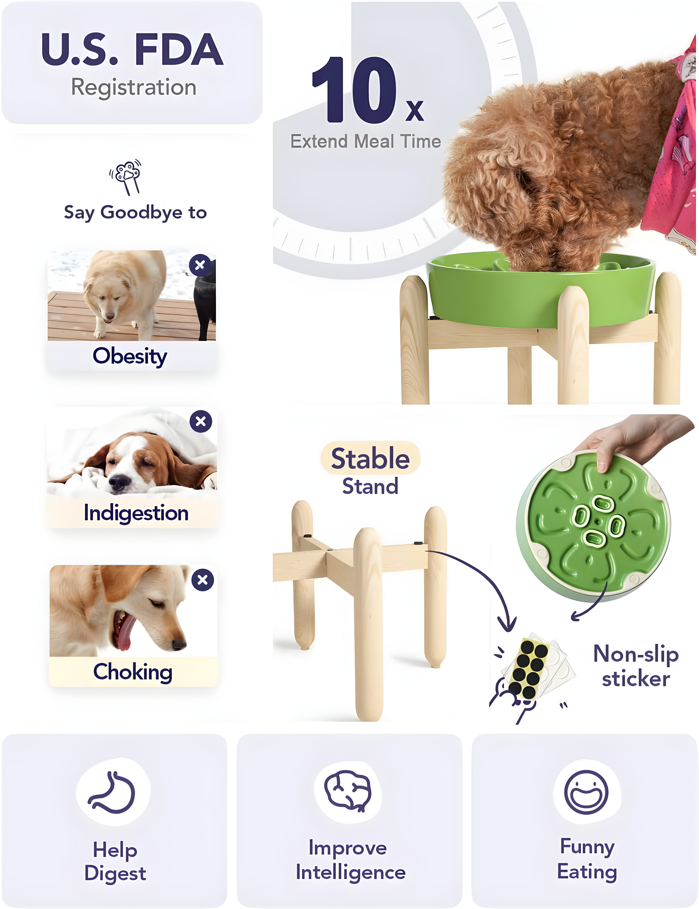 Ceramic Slow Feed Dog Bowls