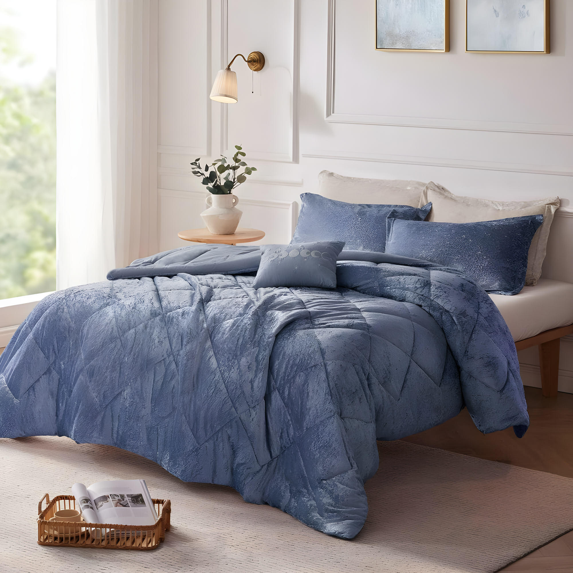 Felicia Crushed Velvet Comforter Set with Throw Pillow