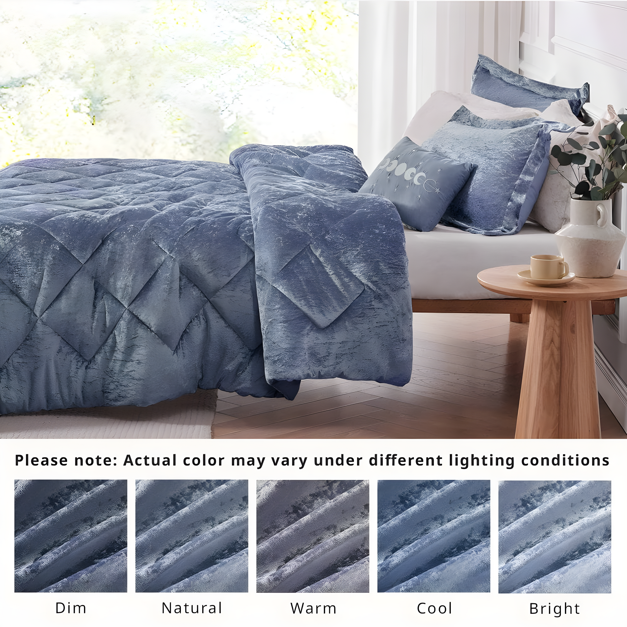 Felicia Crushed Velvet Comforter Set with Throw Pillow