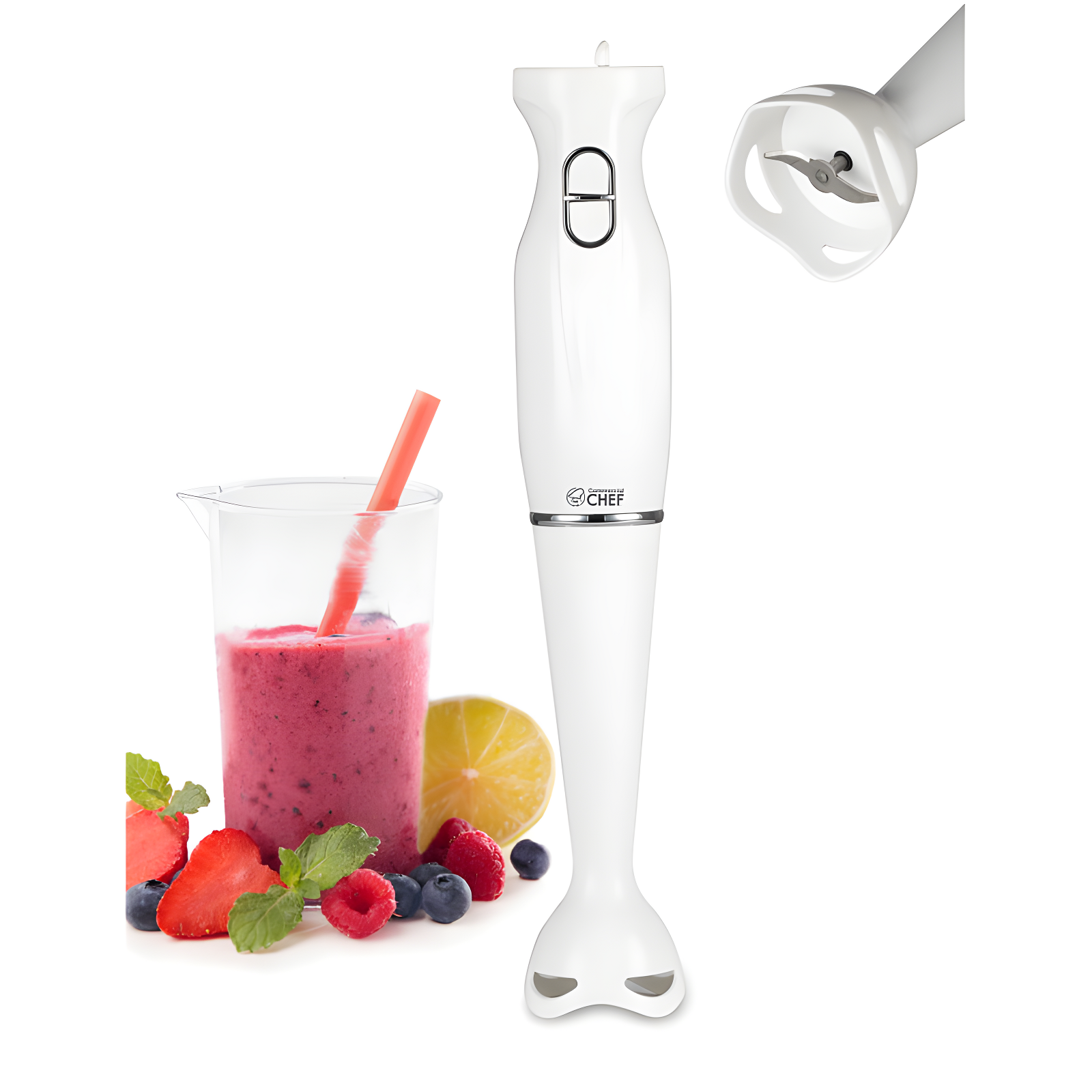 Commercial Chef COMMERCIAL CHEF Immersion Blender, Hand Blender with Stainless Steel Blades