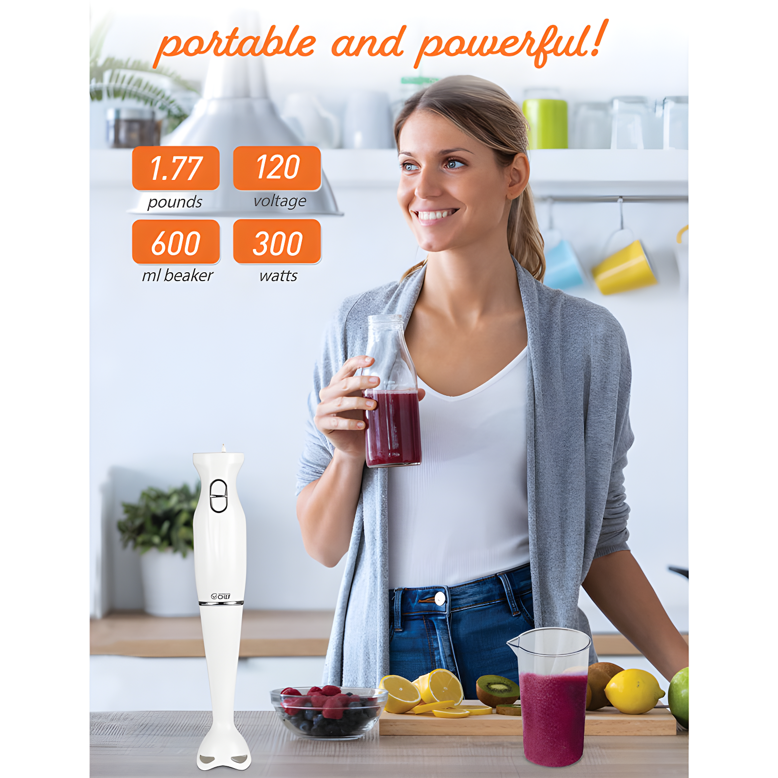 Commercial Chef COMMERCIAL CHEF Immersion Blender, Hand Blender with Stainless Steel Blades