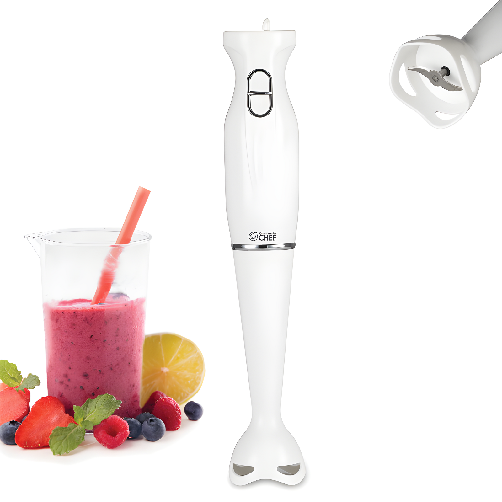 Commercial Chef COMMERCIAL CHEF Immersion Blender, Hand Blender with Stainless Steel Blades