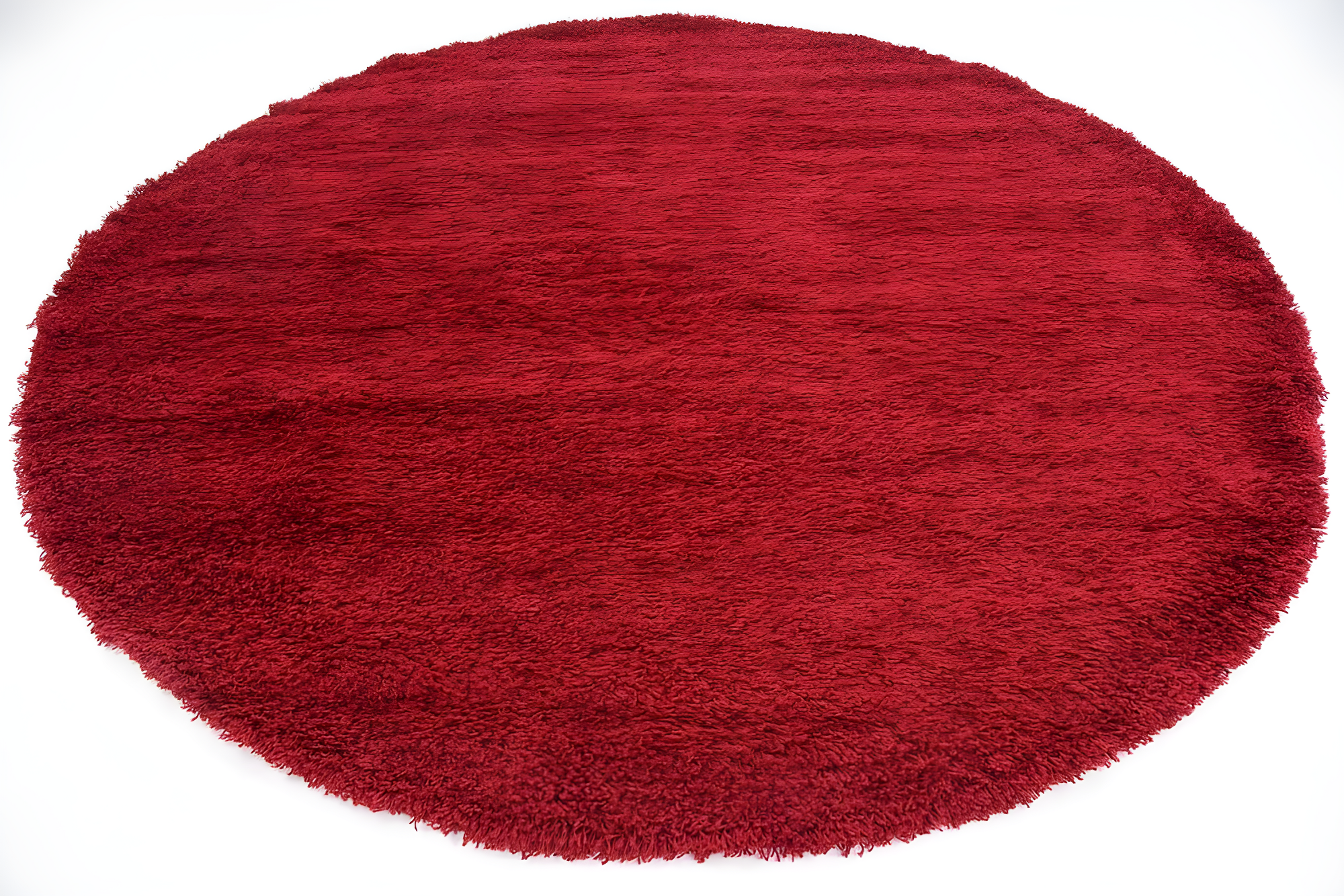 Unique Loom Solid Shag Collection Area Rug (8' Round, Cherry Red)