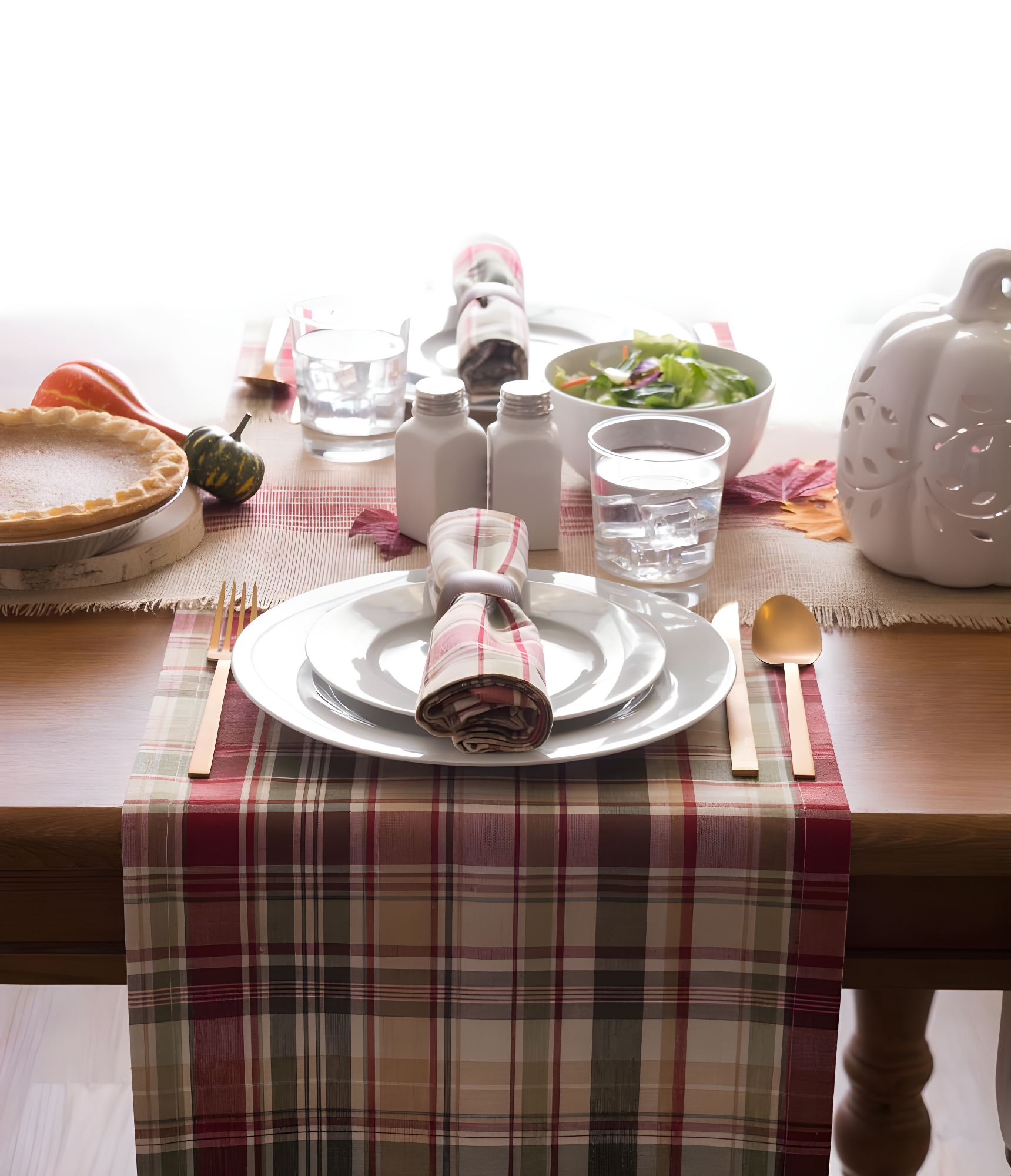 DII Give Thanks Plaid Table Runner, 72 x 14", 100% Cotton