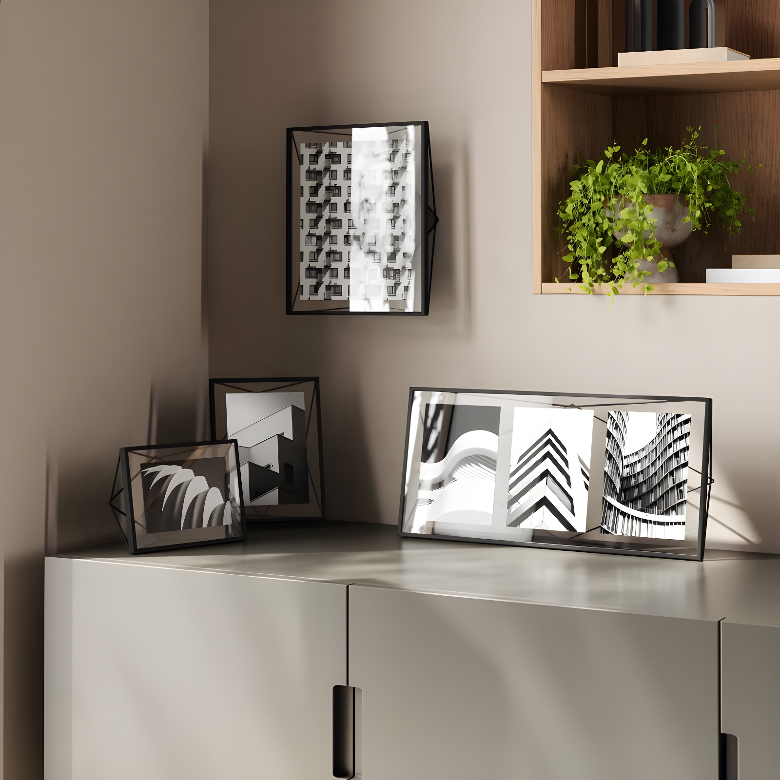 8"x10" Umbra Prisma Picture Frame Black: Modern Steel Design, Wall or Tabletop, Sawtooth Back