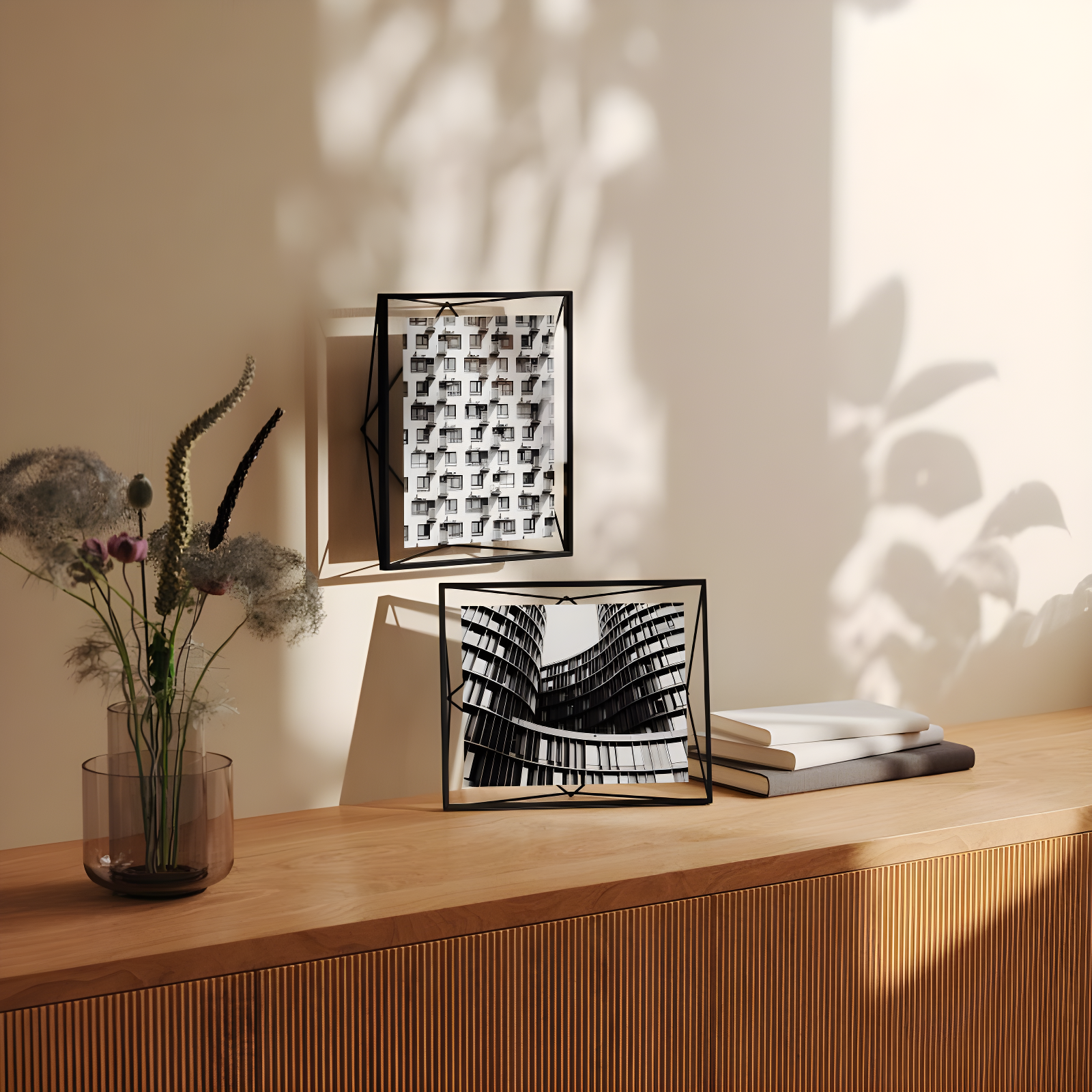 8"x10" Umbra Prisma Picture Frame Black: Modern Steel Design, Wall or Tabletop, Sawtooth Back