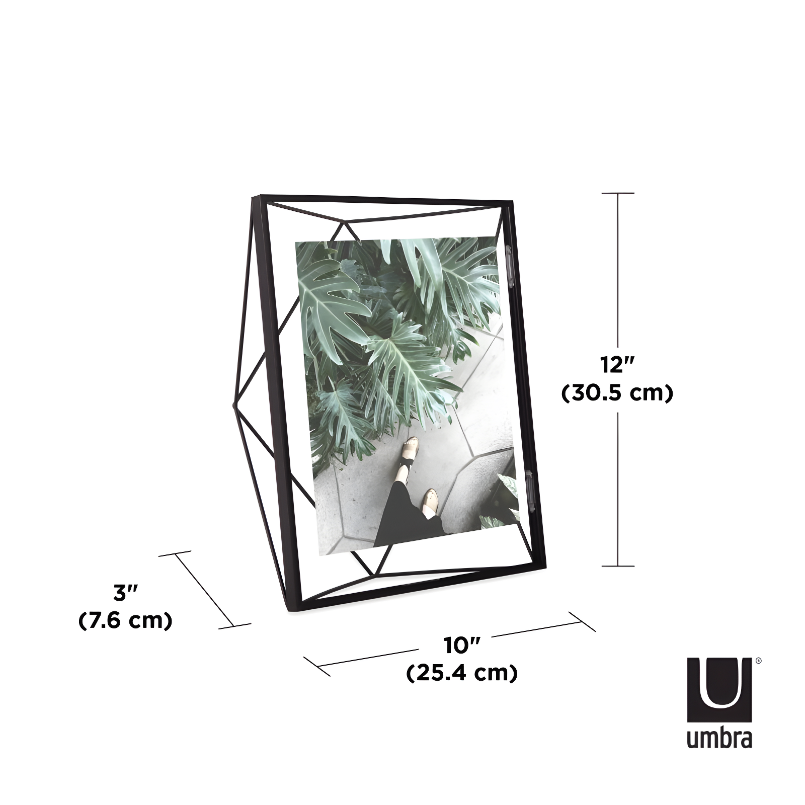 8"x10" Umbra Prisma Picture Frame Black: Modern Steel Design, Wall or Tabletop, Sawtooth Back