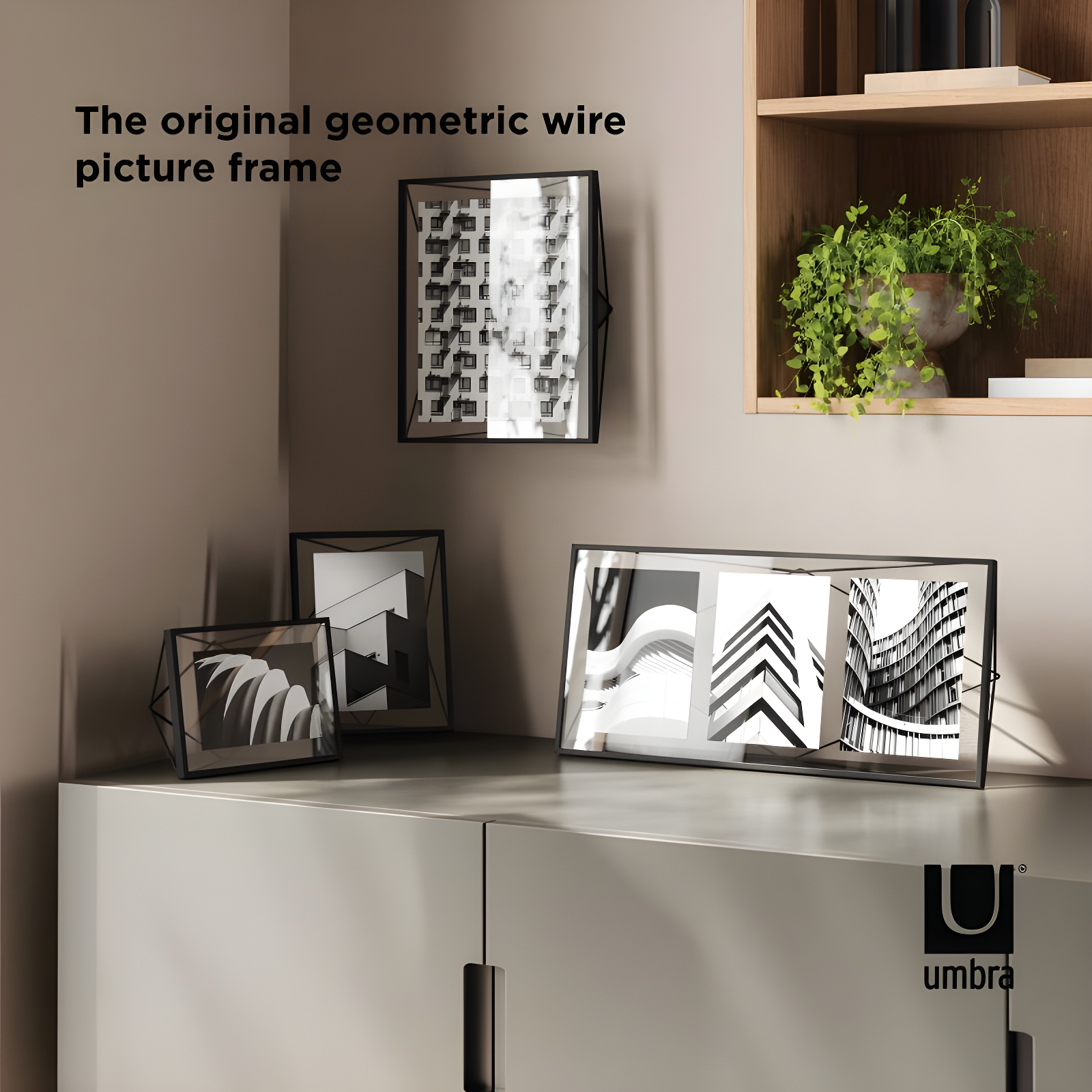 8"x10" Umbra Prisma Picture Frame Black: Modern Steel Design, Wall or Tabletop, Sawtooth Back