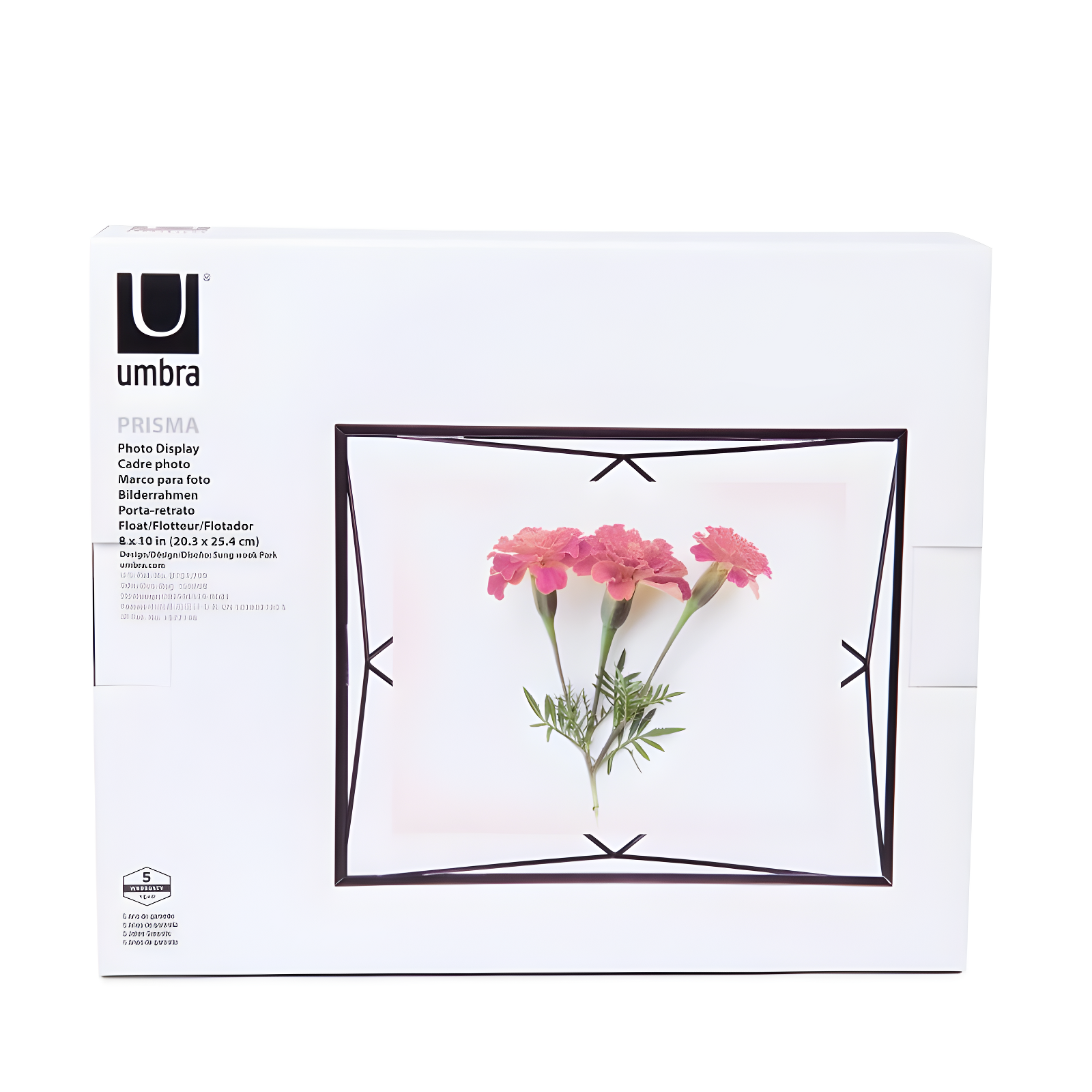 8"x10" Umbra Prisma Picture Frame Black: Modern Steel Design, Wall or Tabletop, Sawtooth Back