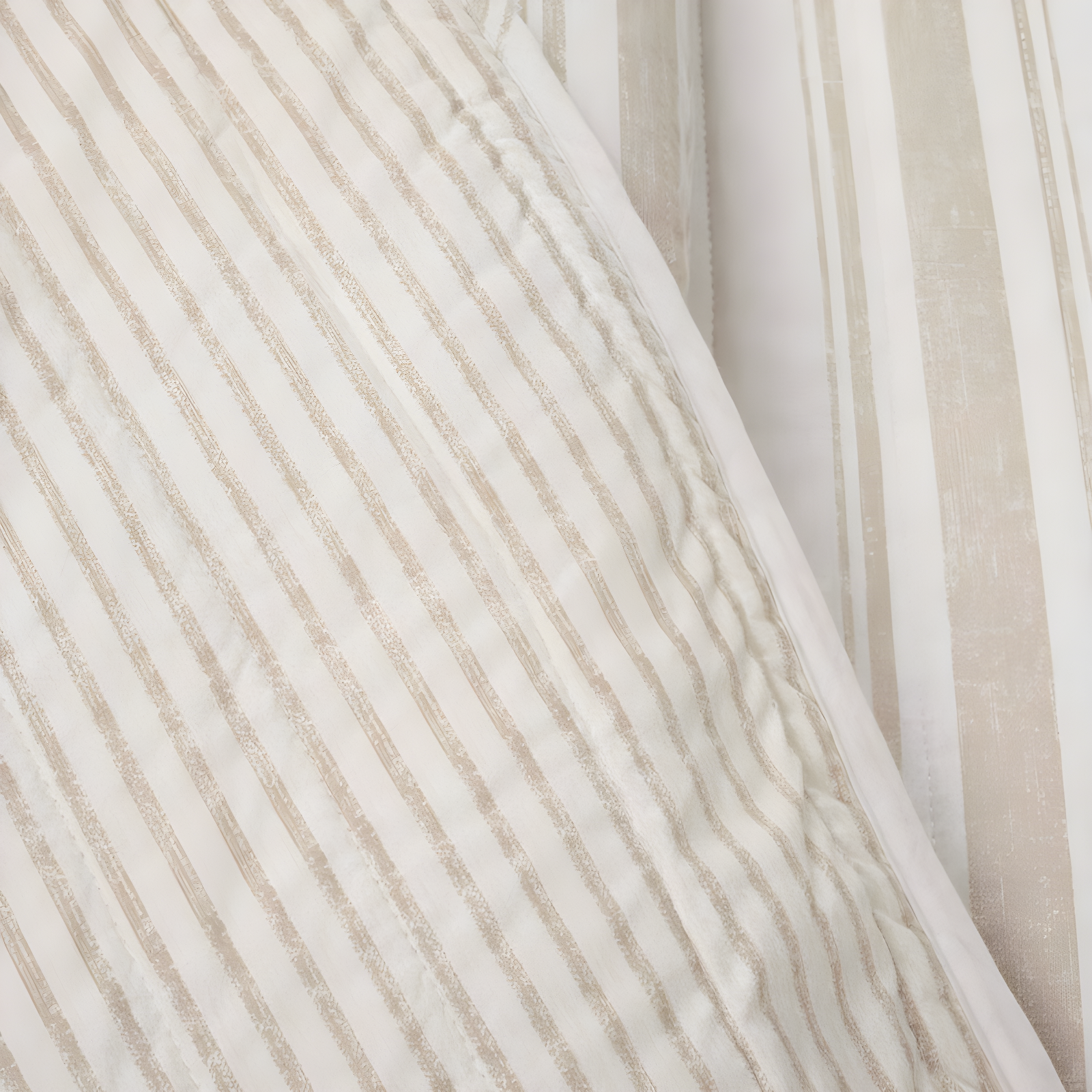3pc Full/Queen Farmhouse Striped Reversible Quilt Bedding Set Beige - Lush Décor