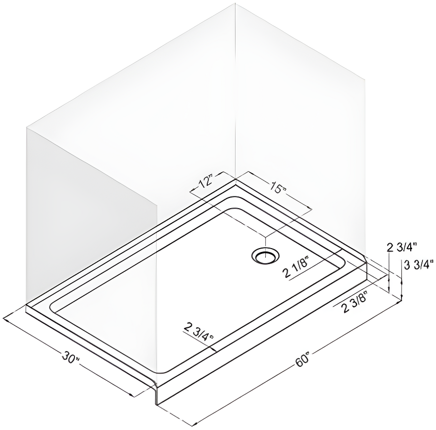 SlimLine 60" x 30" Single Threshold Shower Base