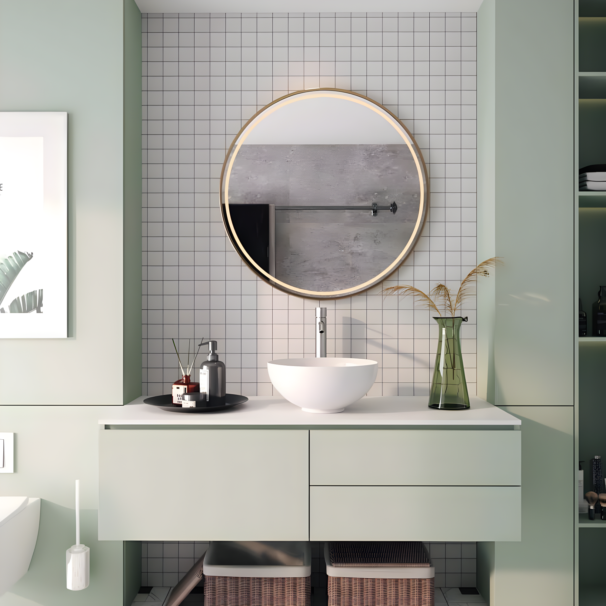 DeerValley Symmetry 13" x 13'' Circular/Round Vitreous Vessel Bathroom Sink