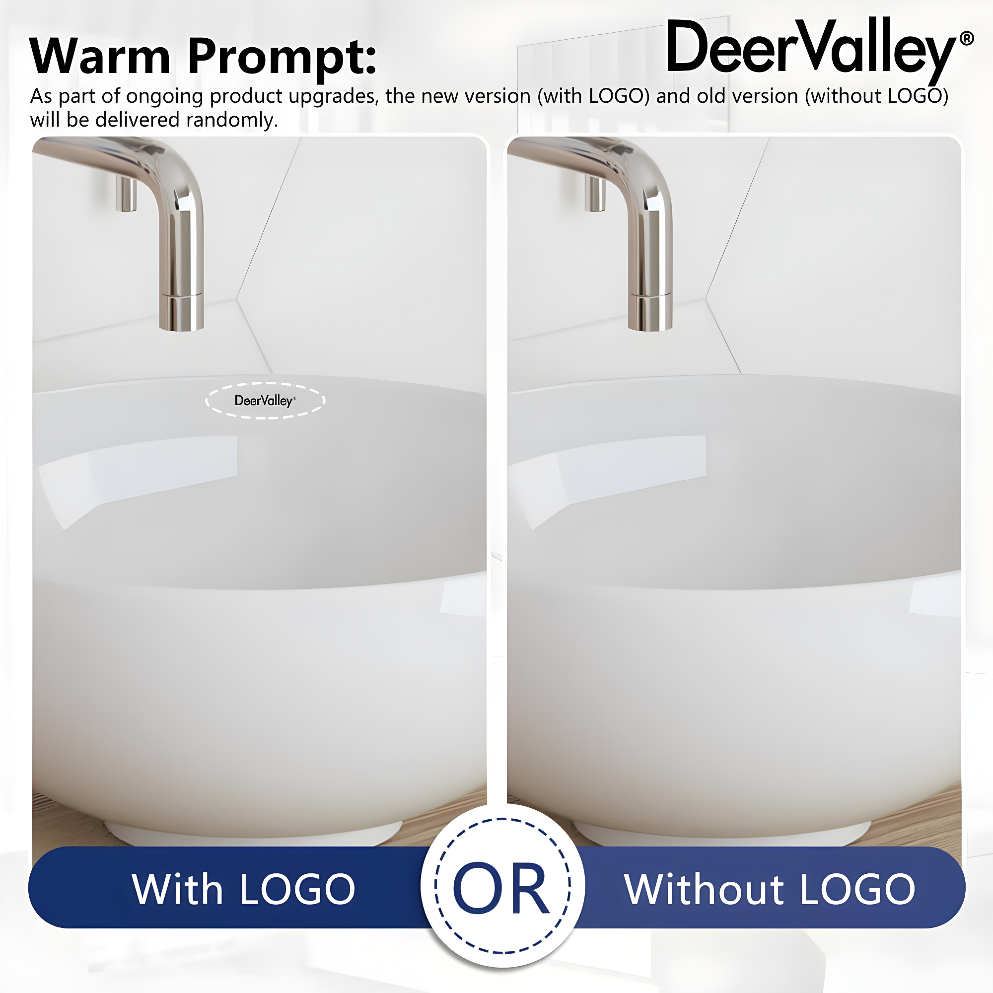 DeerValley Symmetry 13" x 13'' Circular/Round Vitreous Vessel Bathroom Sink