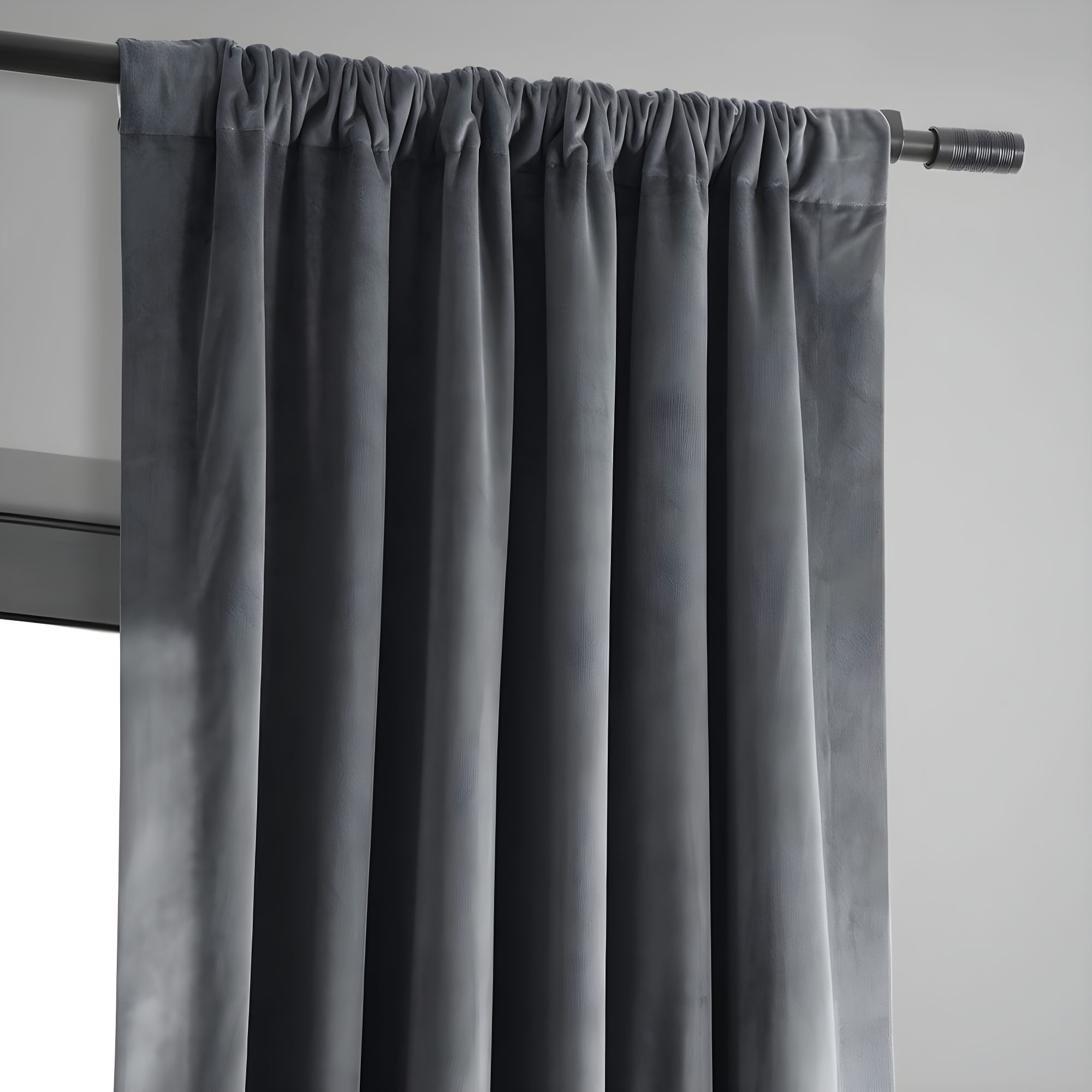 Half Price Drapes Signature Blue Grey Velvet Blackout Curtains For Bedroom(1 Panel), 50WX 96L