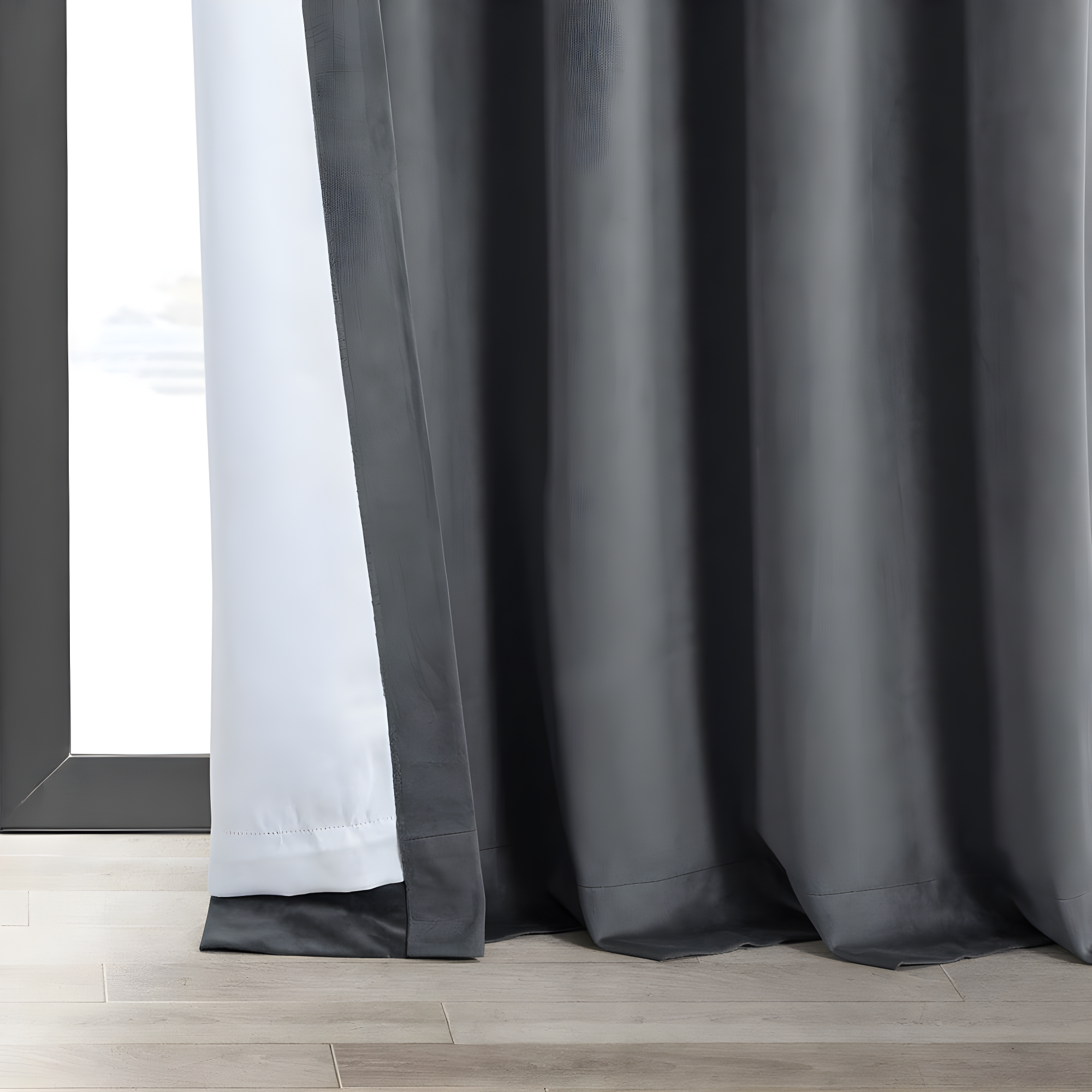 Half Price Drapes Signature Blue Grey Velvet Blackout Curtains For Bedroom(1 Panel), 50WX 96L