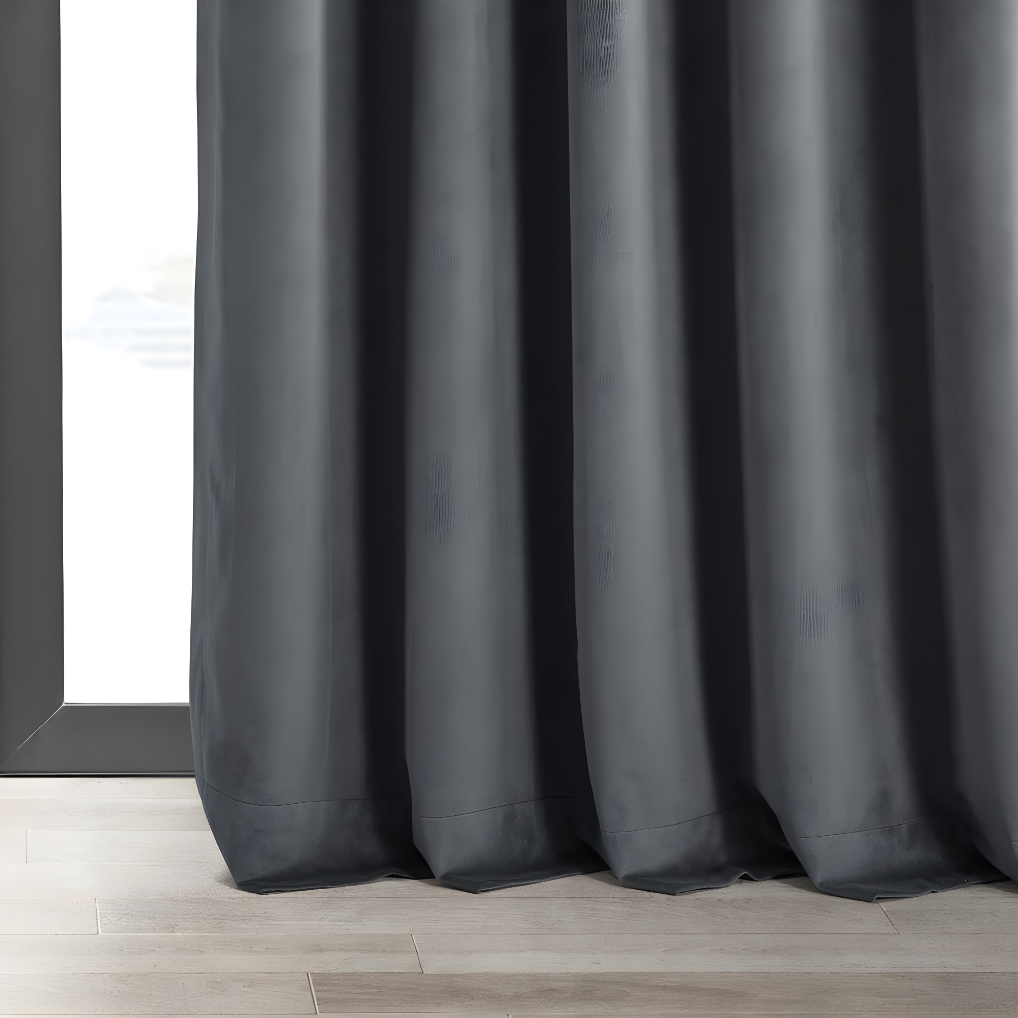 Half Price Drapes Signature Blue Grey Velvet Blackout Curtains For Bedroom(1 Panel), 50WX 96L