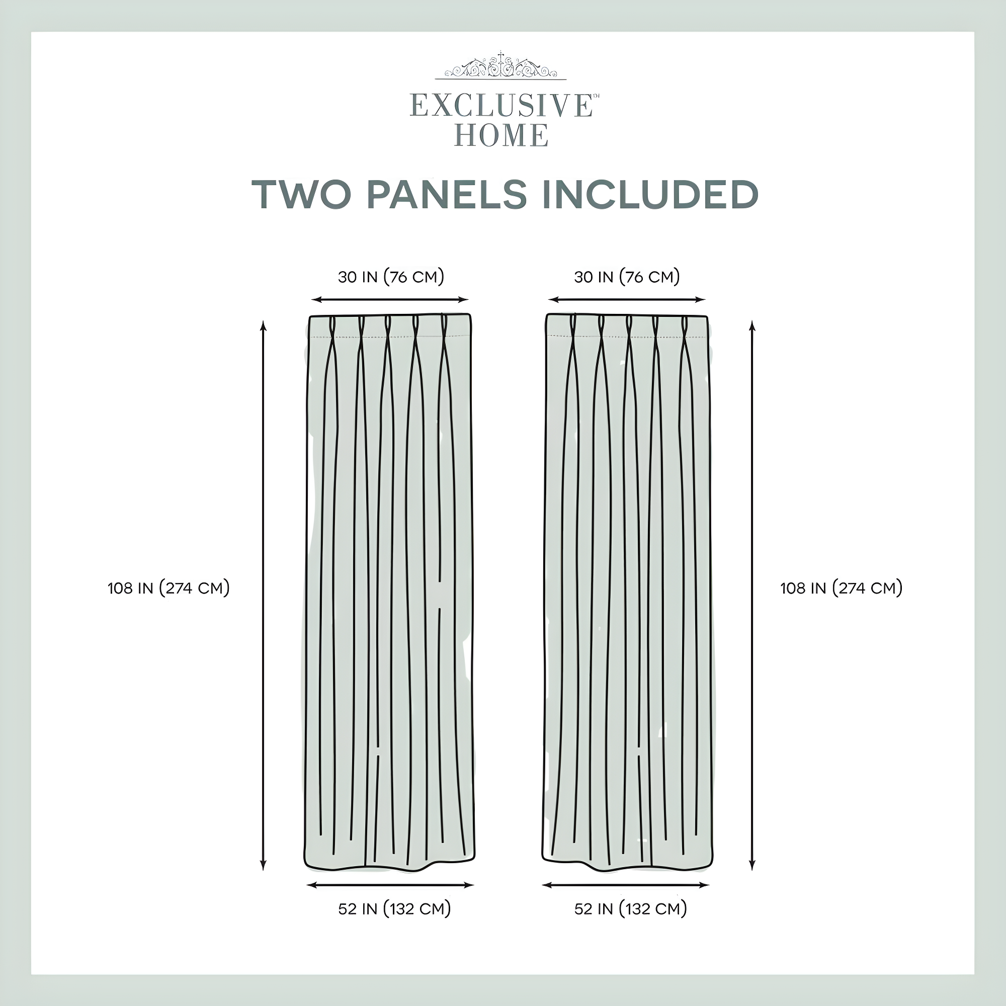 Set of 2 108"x52" Sateen Pinch Pleat Woven Blackout Back Tab Window Curtain Panel Dark Gray - Exclusive Home: Thermal Insulated