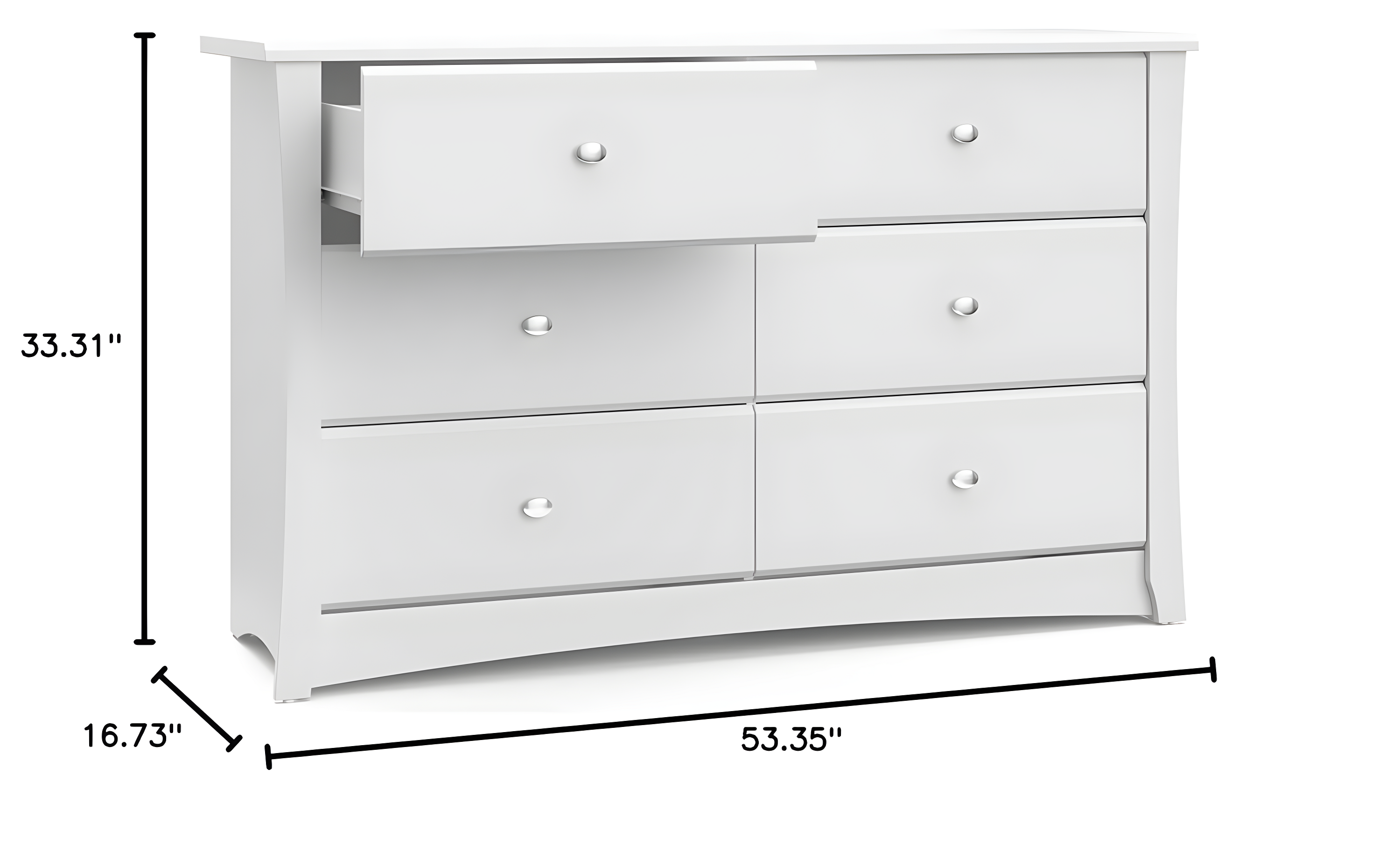 Crescent 6 Drawer Double Dresser
