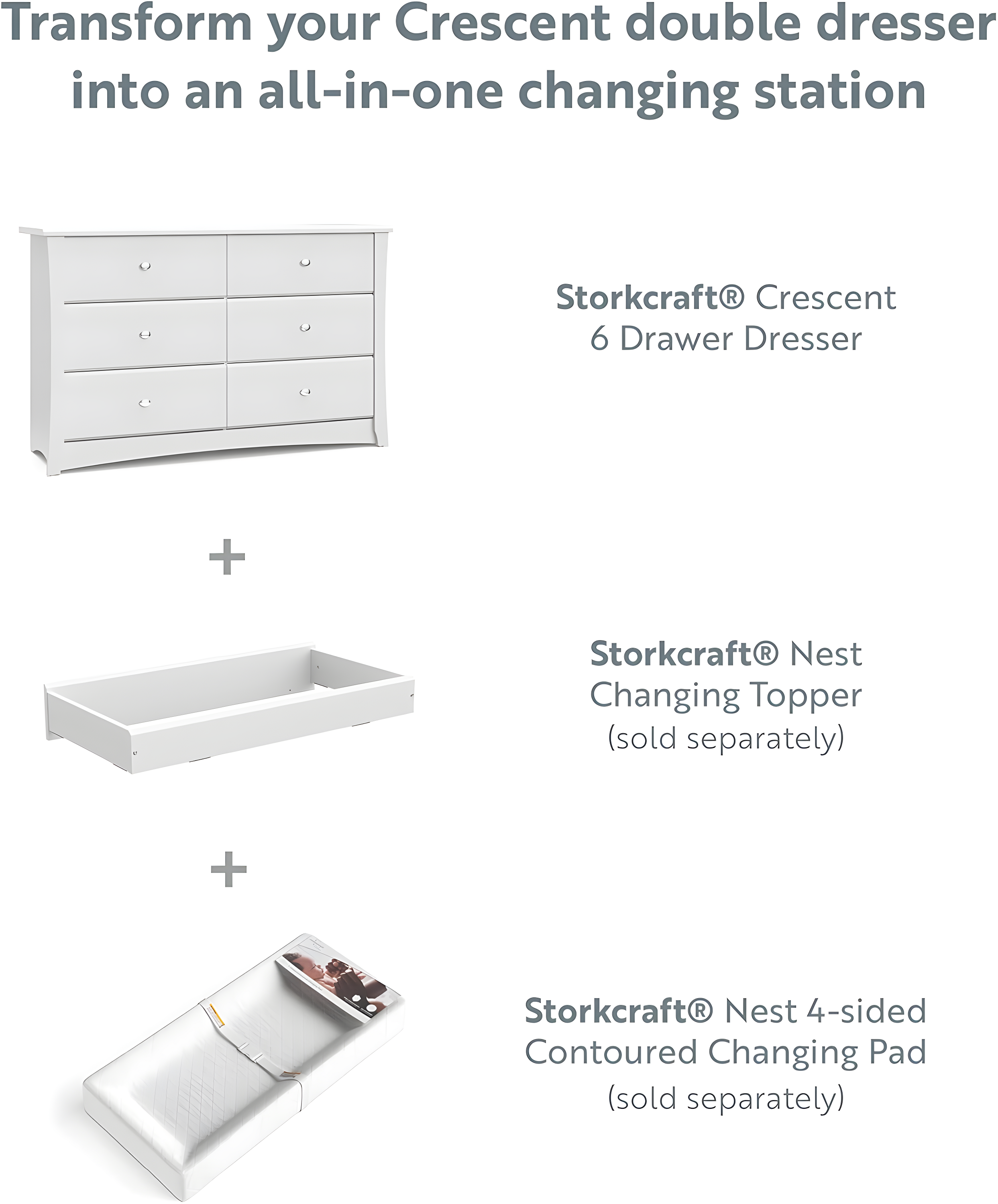 Crescent 6 Drawer Double Dresser