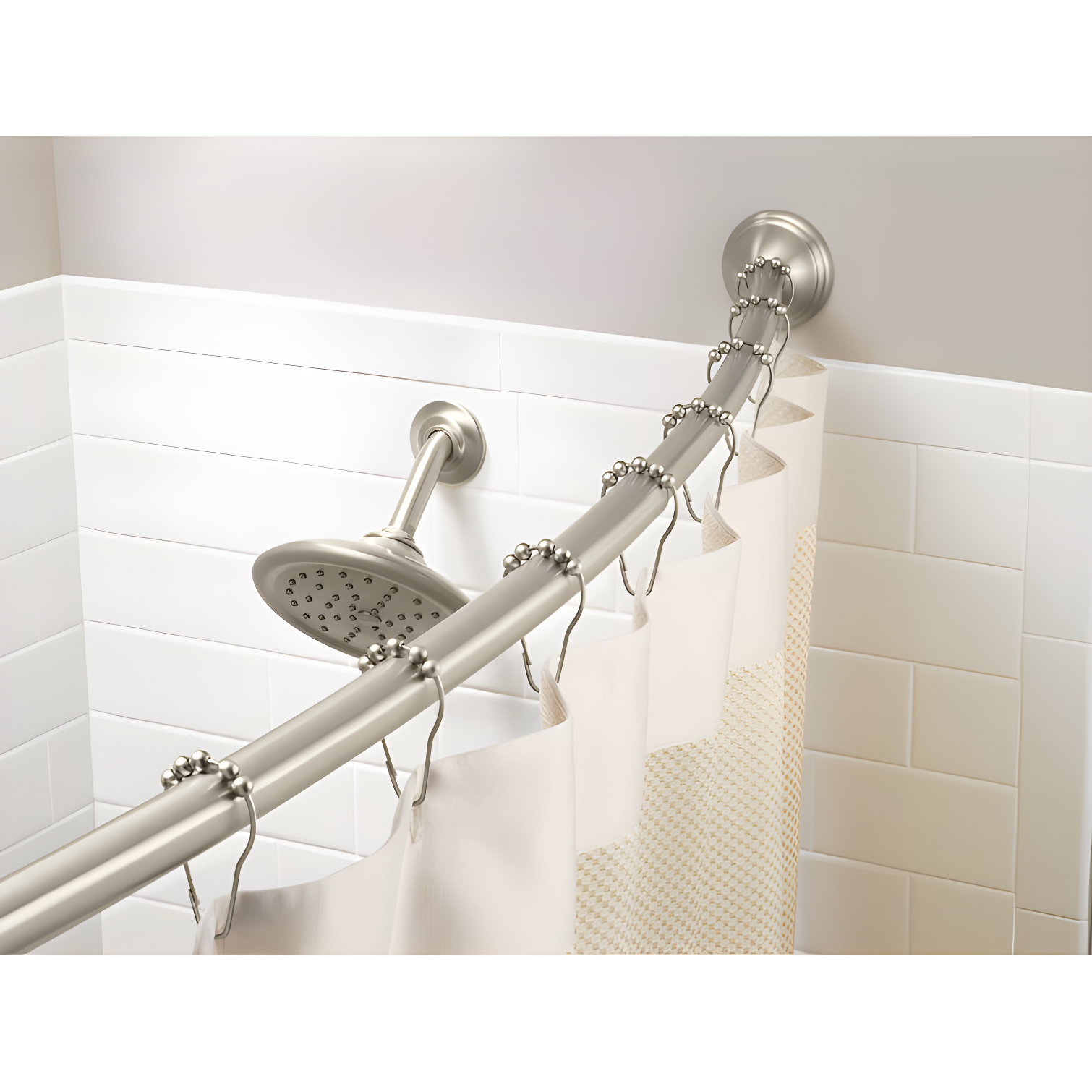 Moen 54-Inch to 72-Inch Adjustable Length Fixed Mount Single Curved Shower Curtain Rod