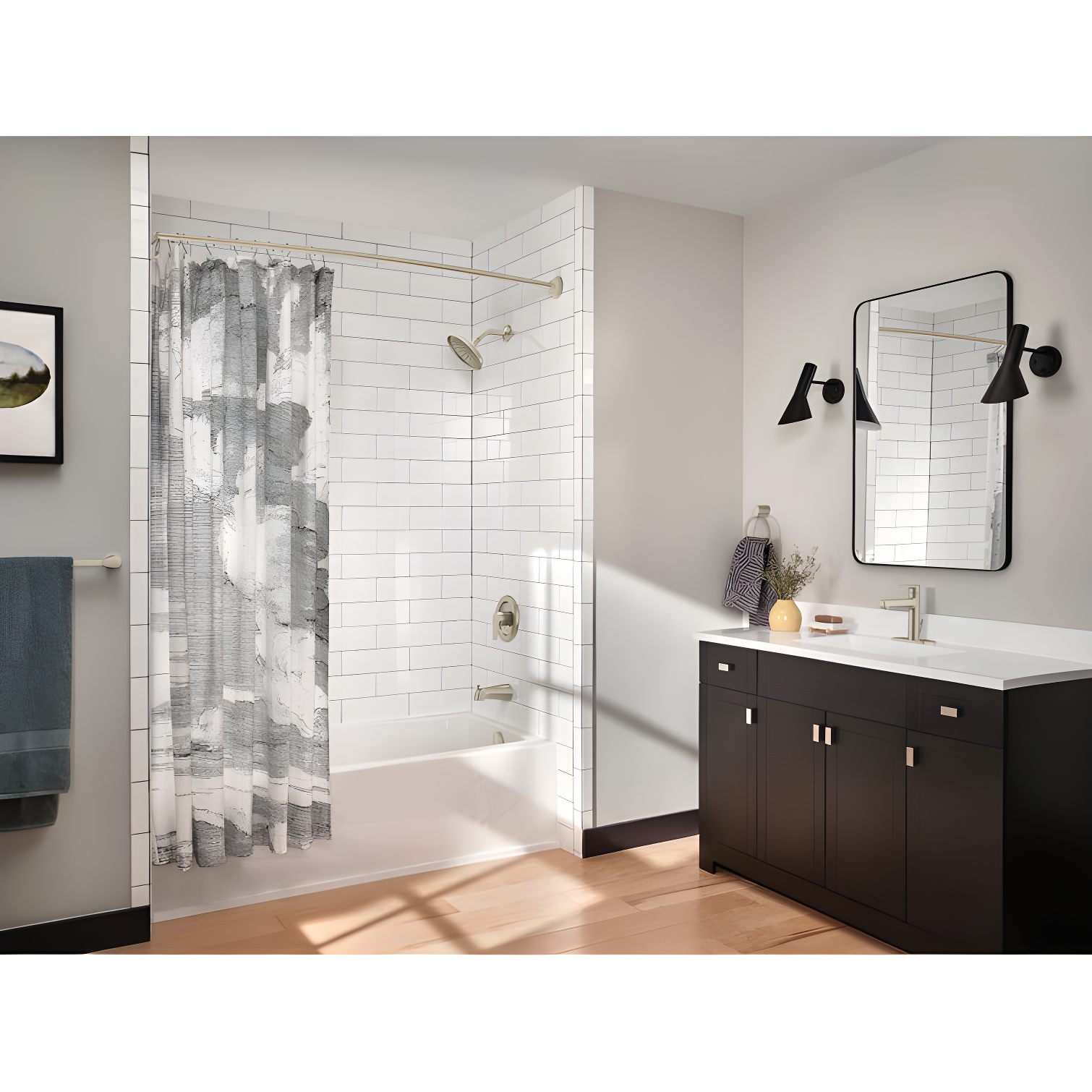 Moen 54-Inch to 72-Inch Adjustable Length Fixed Mount Single Curved Shower Curtain Rod