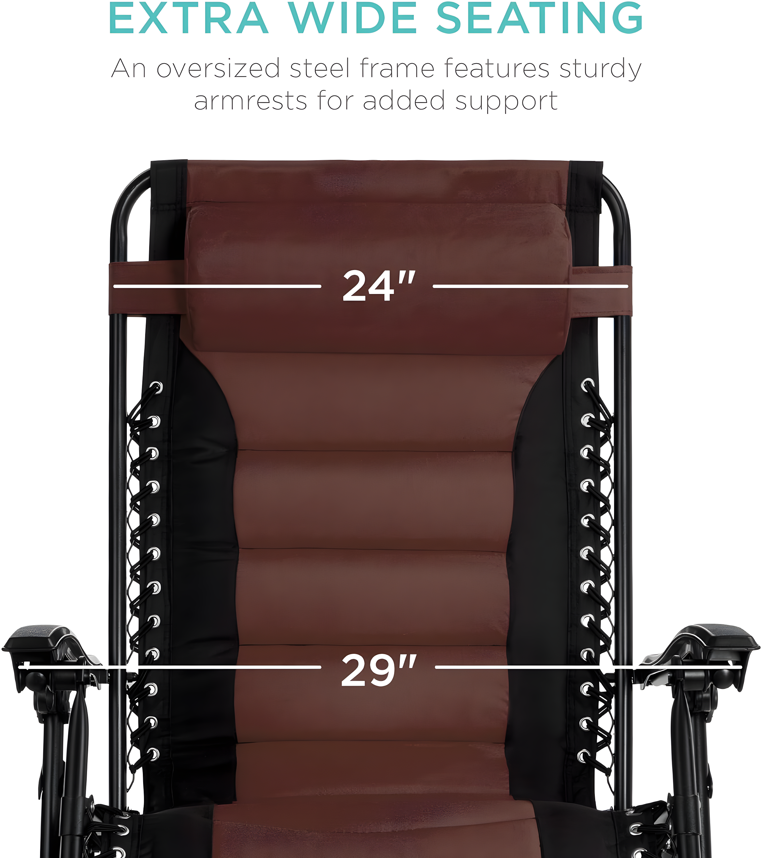Best Choice Products Oversized Padded Zero Gravity Chair, Folding Outdoor Patio Recliner w/ Side Tray - Black/Brown
