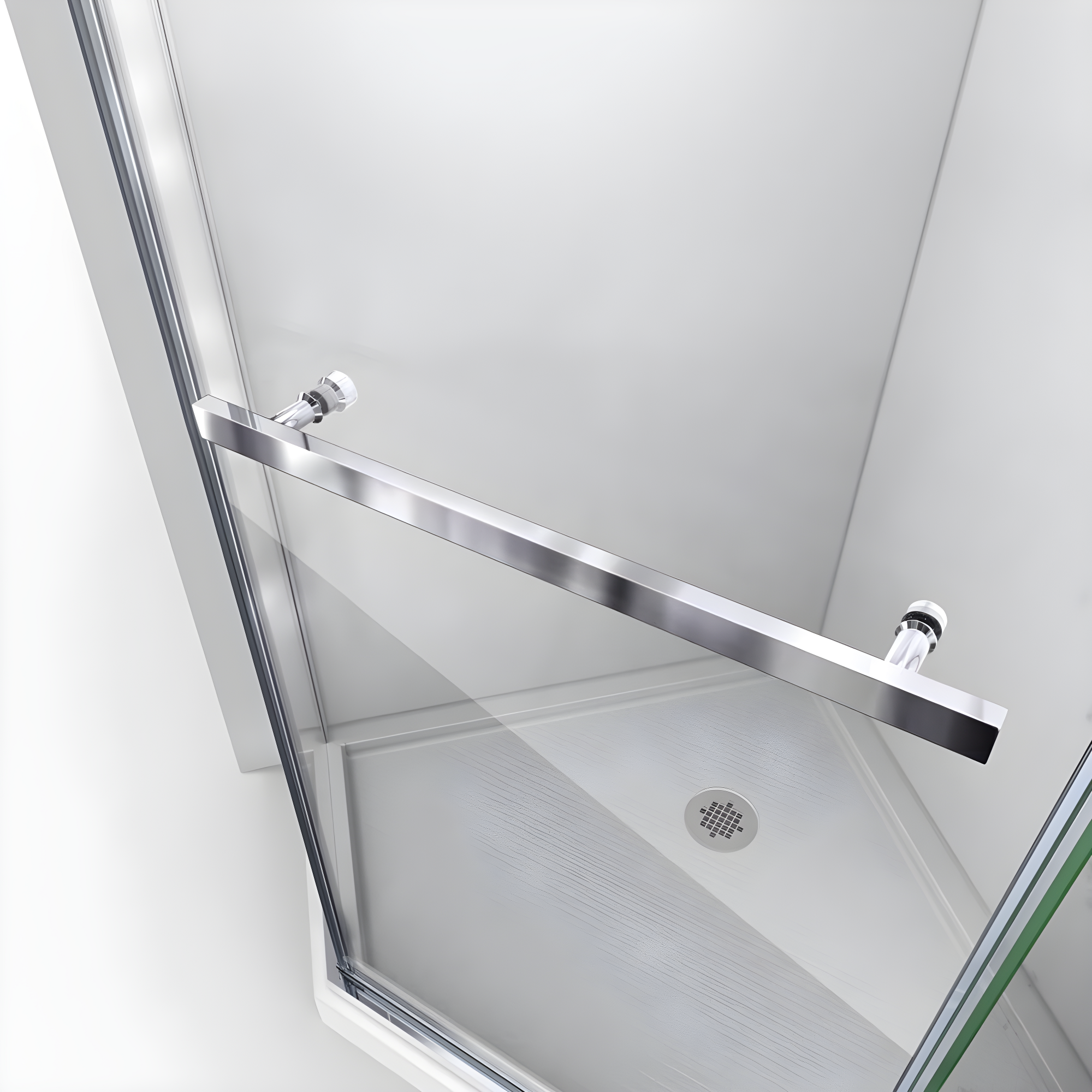 Prism 40" W x 40" D x 74.75" H Frameless Neo-Angle Reversible Shower Kit with Towel Bar and Base Included